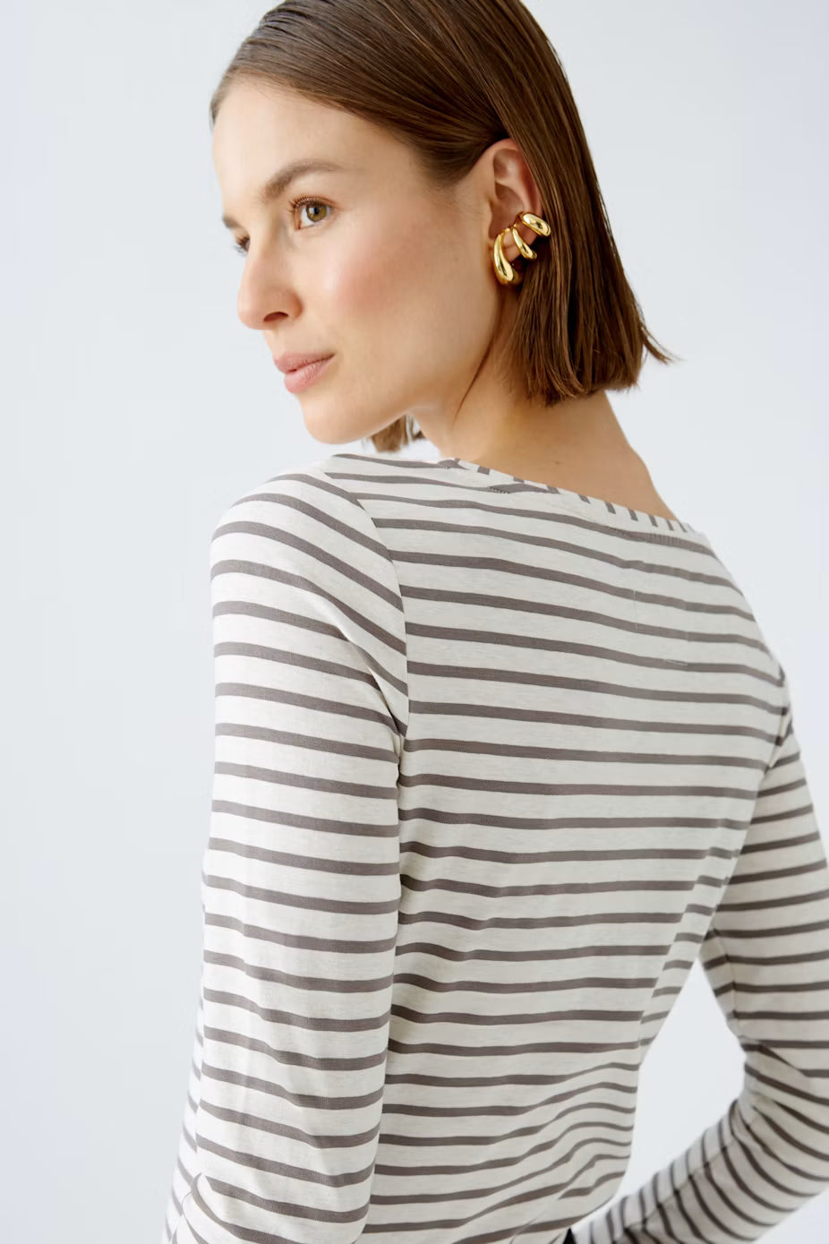 Oui Sumiko Long Sleeve Striped T-Shirt