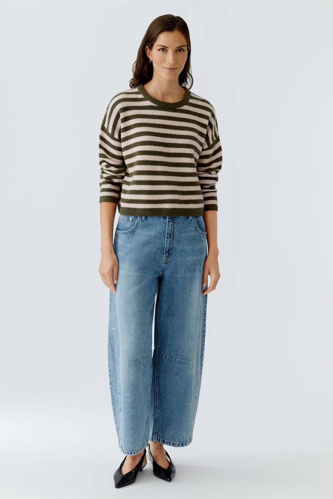 Oui Striped Crew Neck Sweater