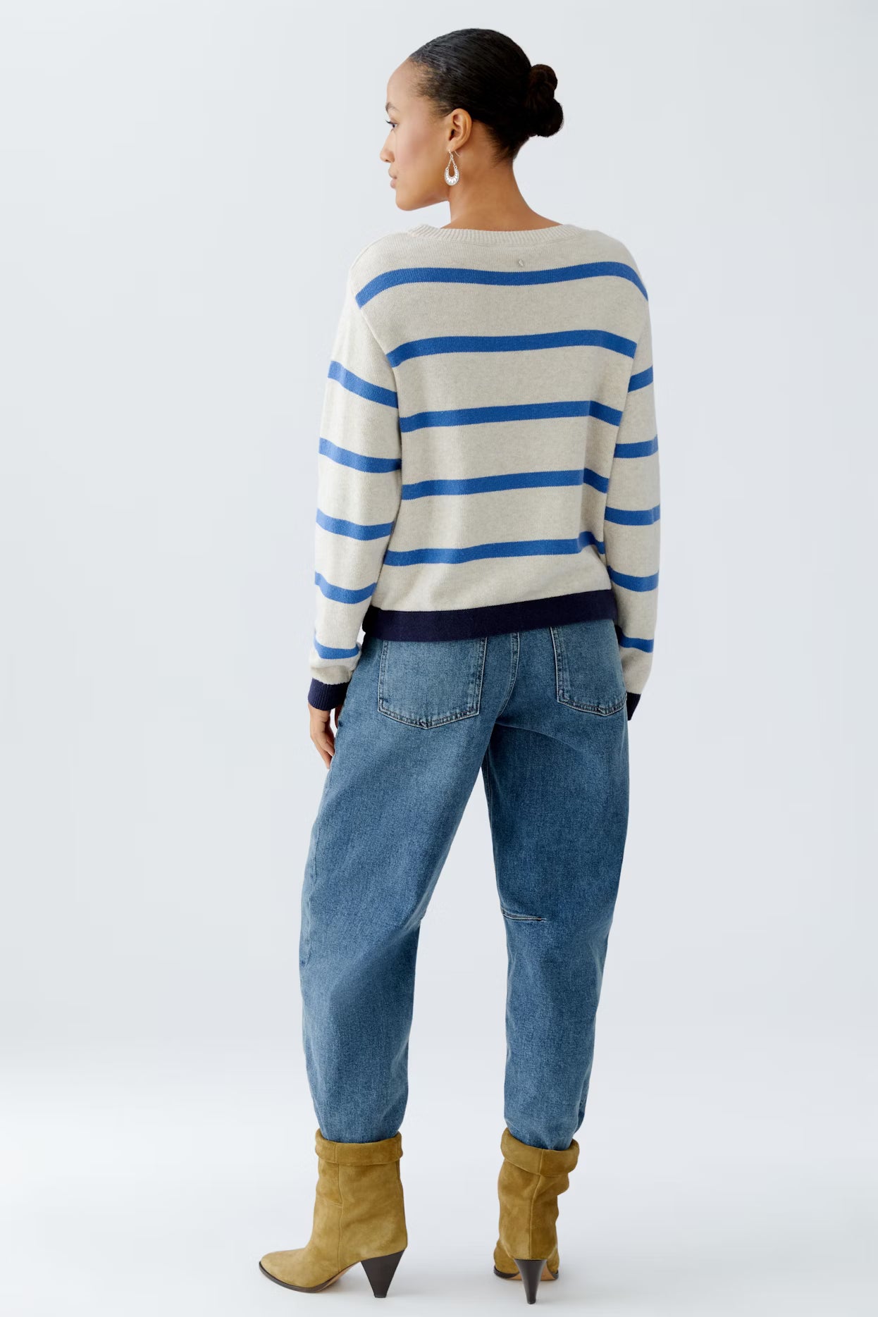 Oui Striped Sweater With Drawcord