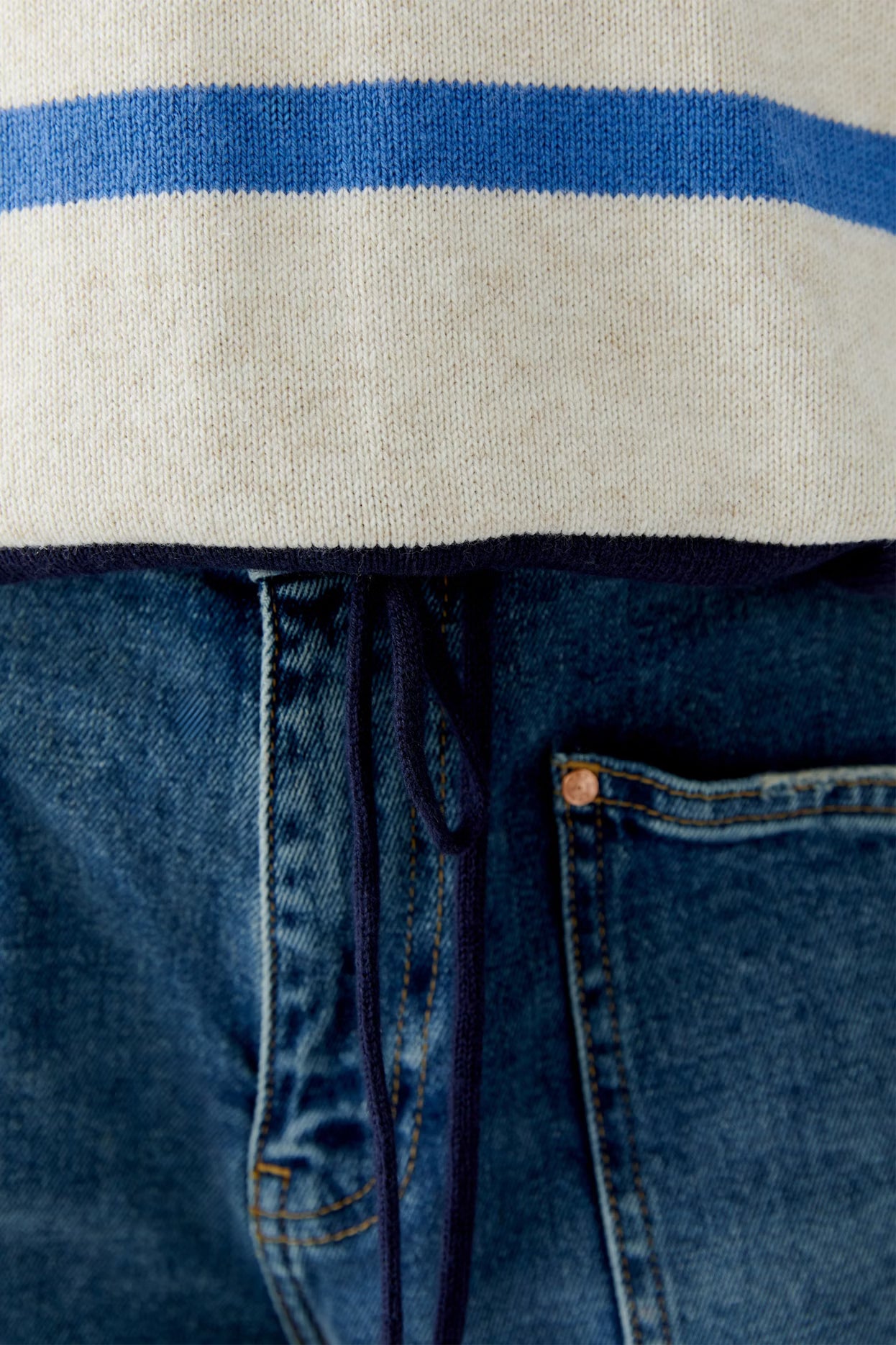 Oui Striped Sweater With Drawcord