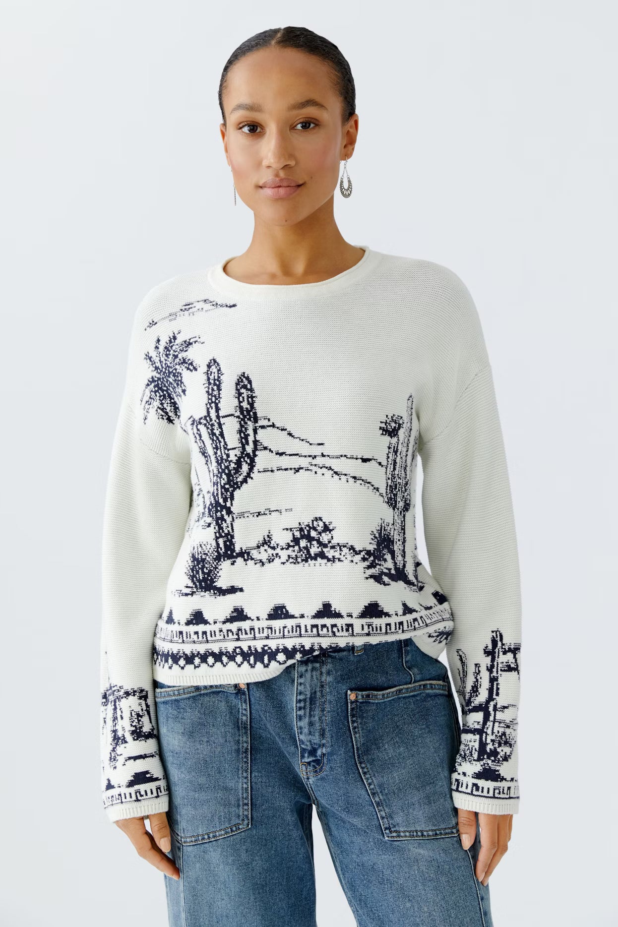 Oui Cactus Designed Sweater