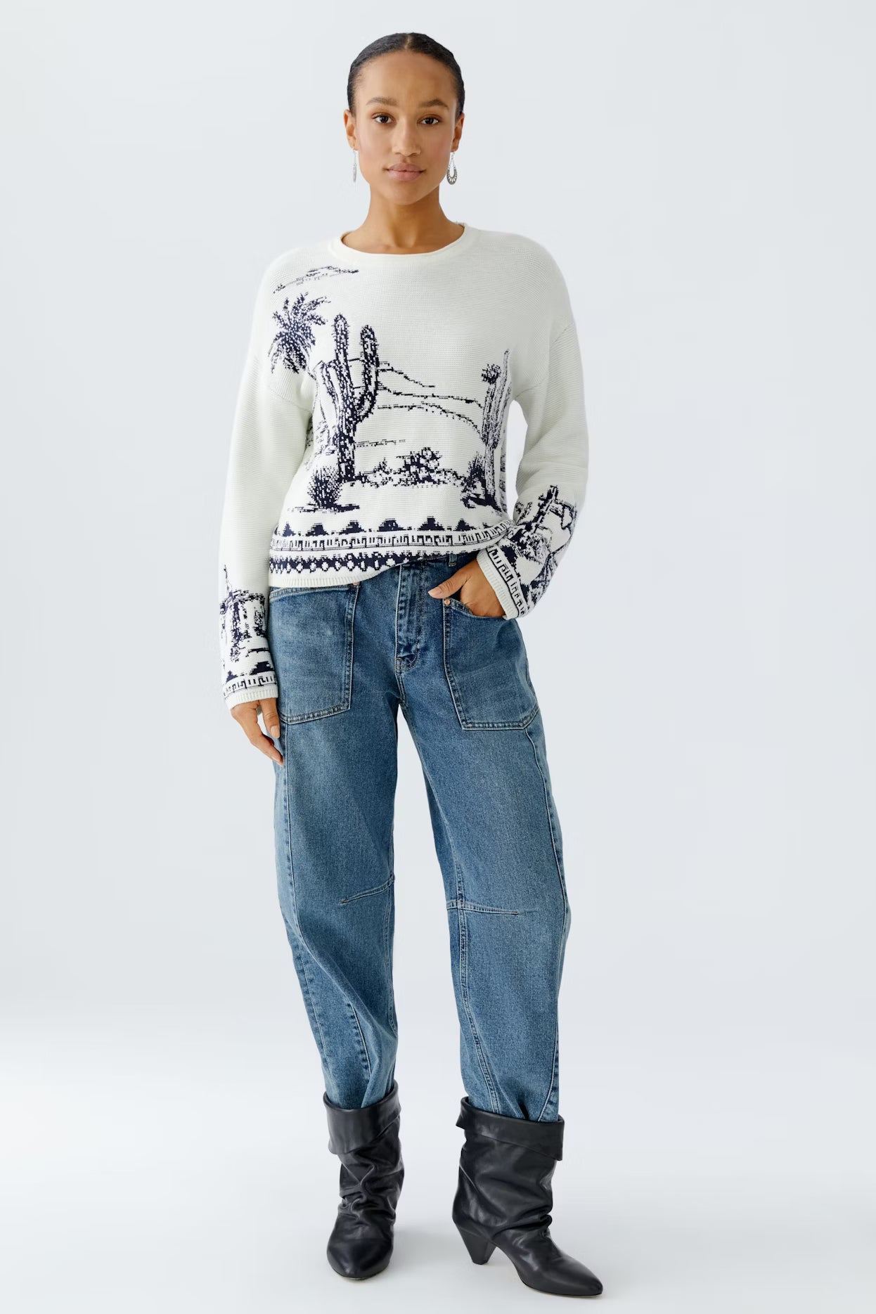 Oui Cactus Designed Sweater