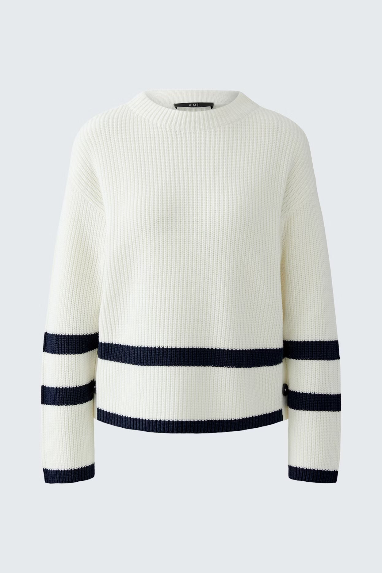 Oui Side Button Sweater With Stripe