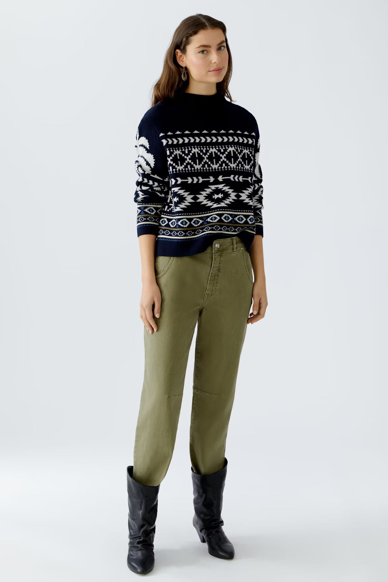 Oui Mock Neck Sweater With Design