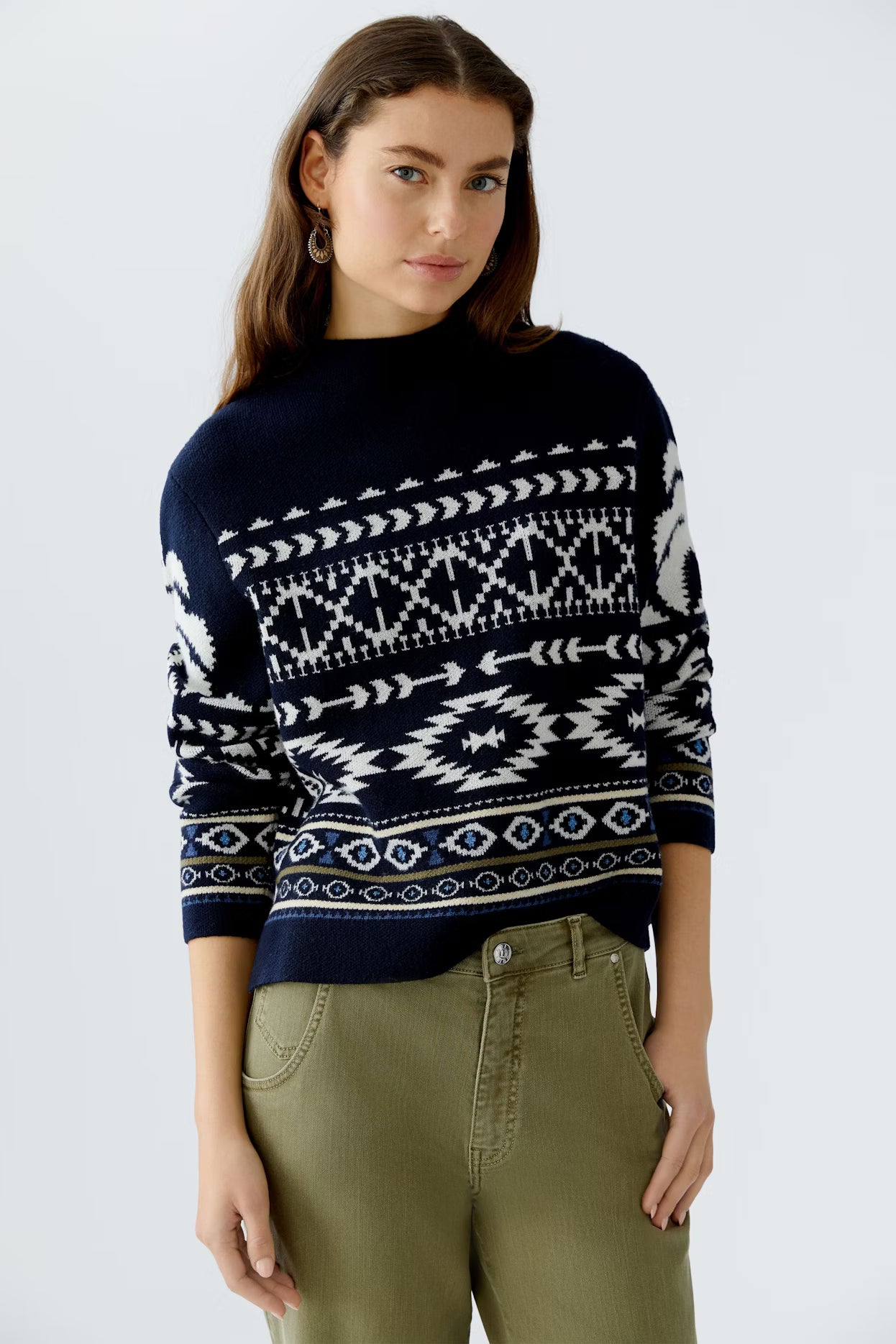 Oui Mock Neck Sweater With Design