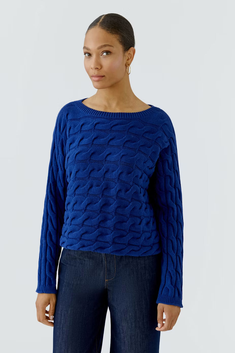 Oui Sirah Cotton Cable Sweater