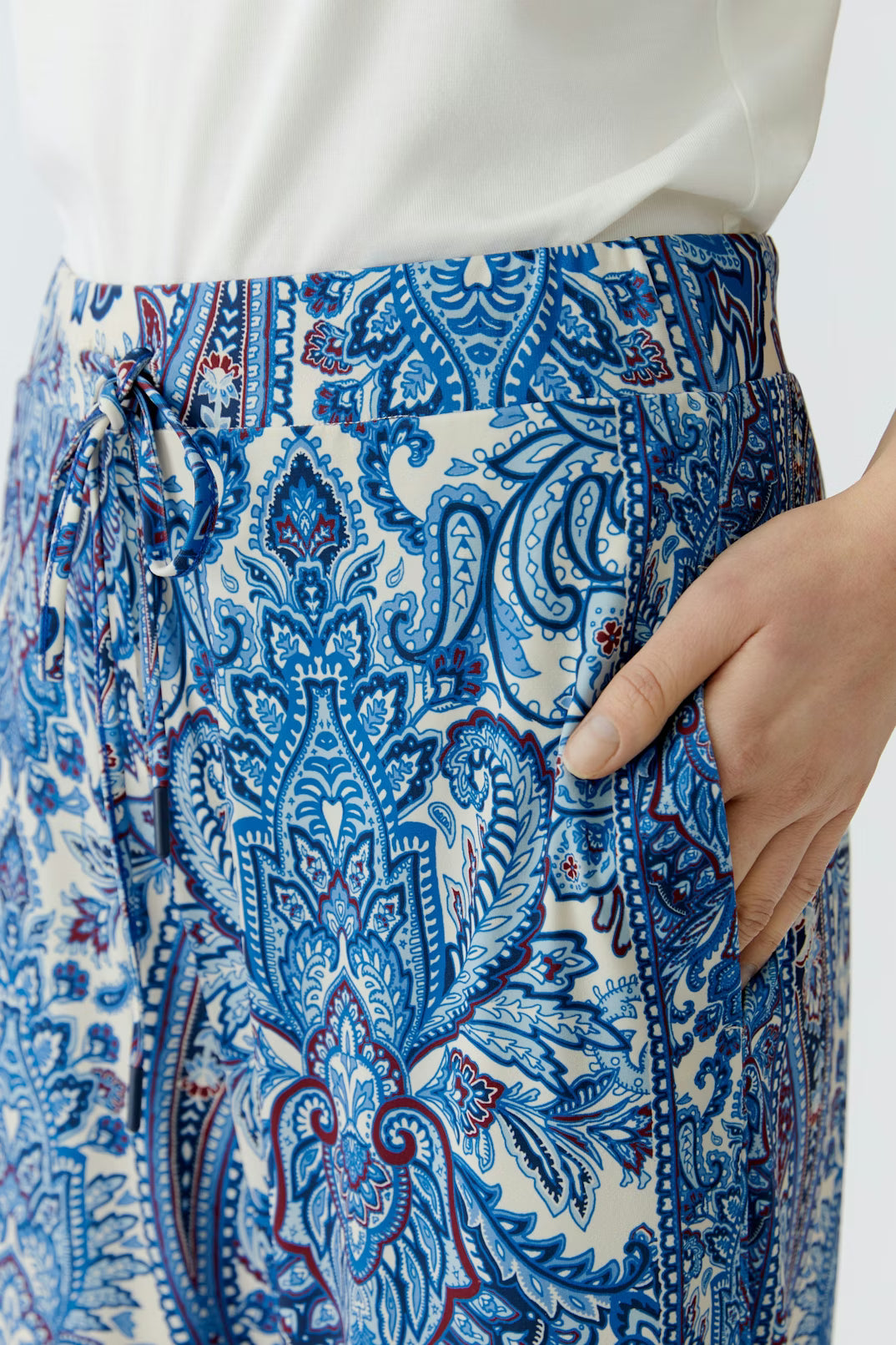 Oui Paisley Print Pull On Pant