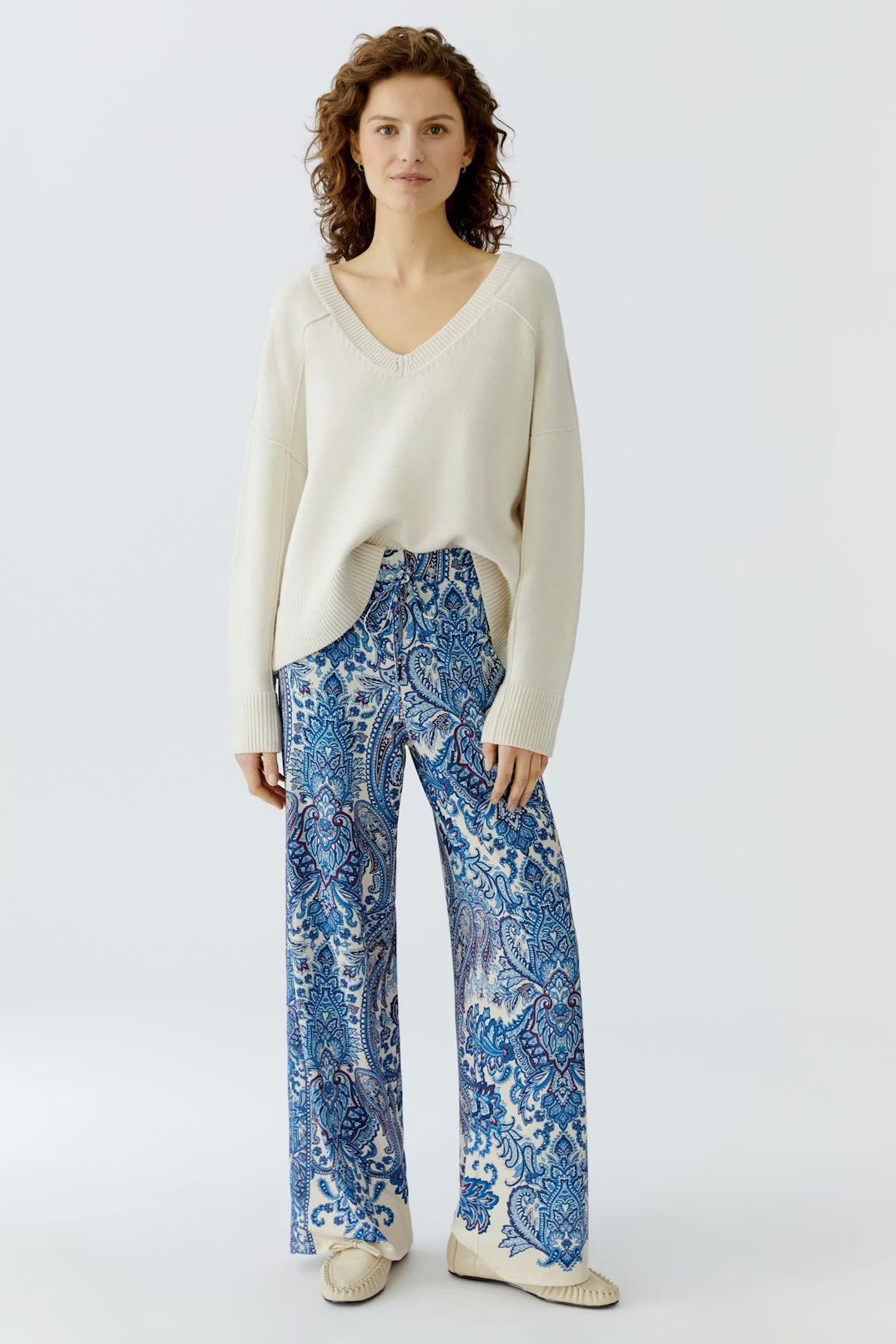 Oui Paisley Print Pull On Pant