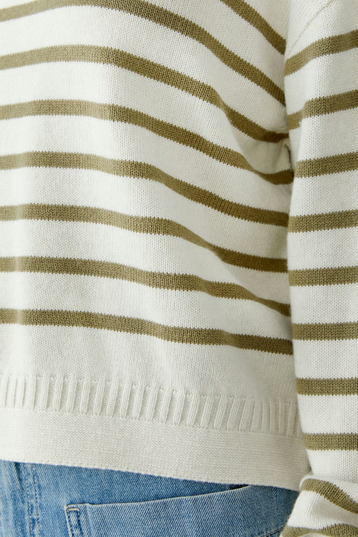 Oui Striped Cotton Blend Sweater