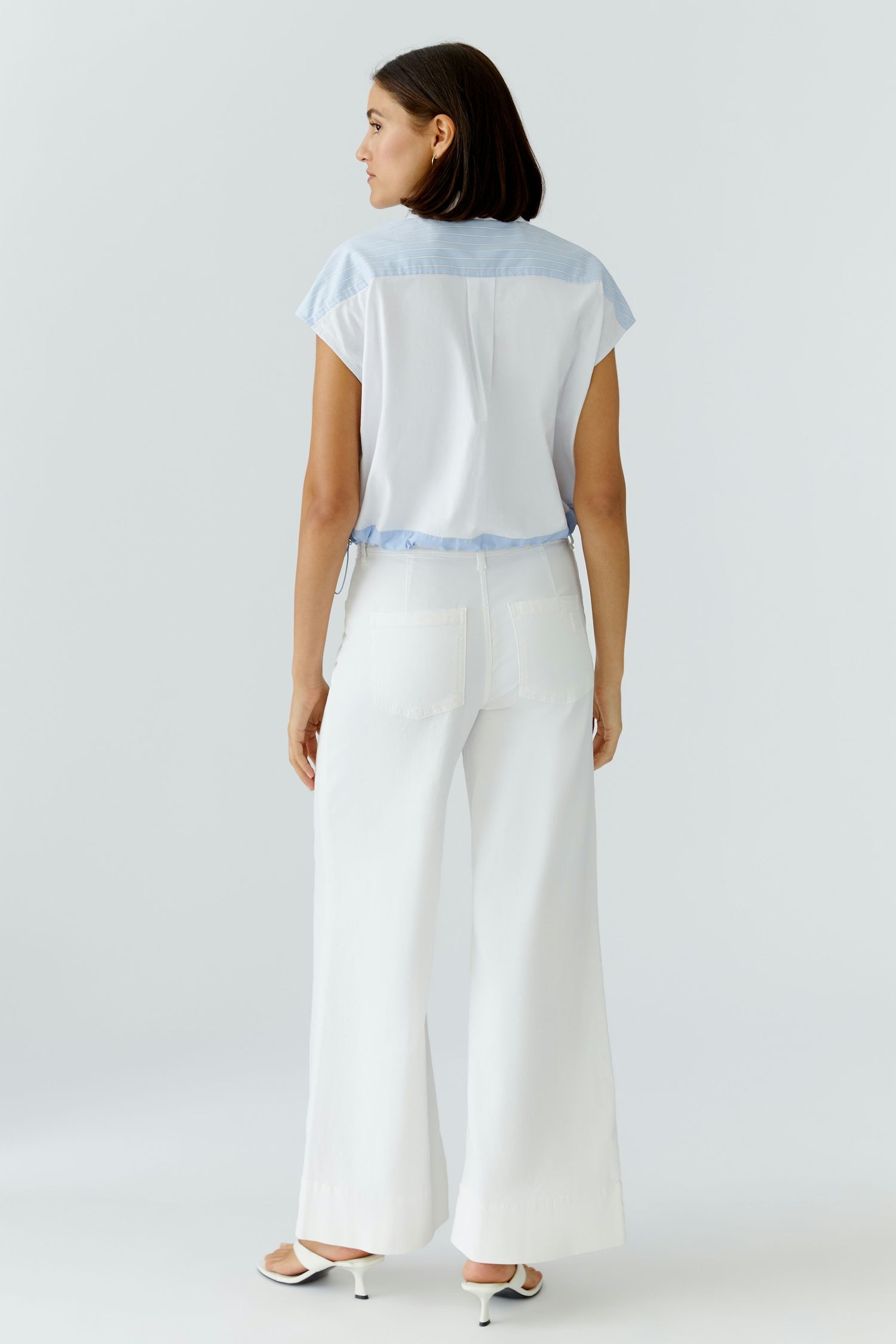 Oui Striped Blouse With Drawcord Style Bottom