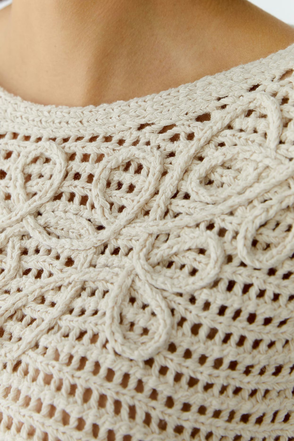 Oui Mesh Knit Sweater With Soutache Embroidery