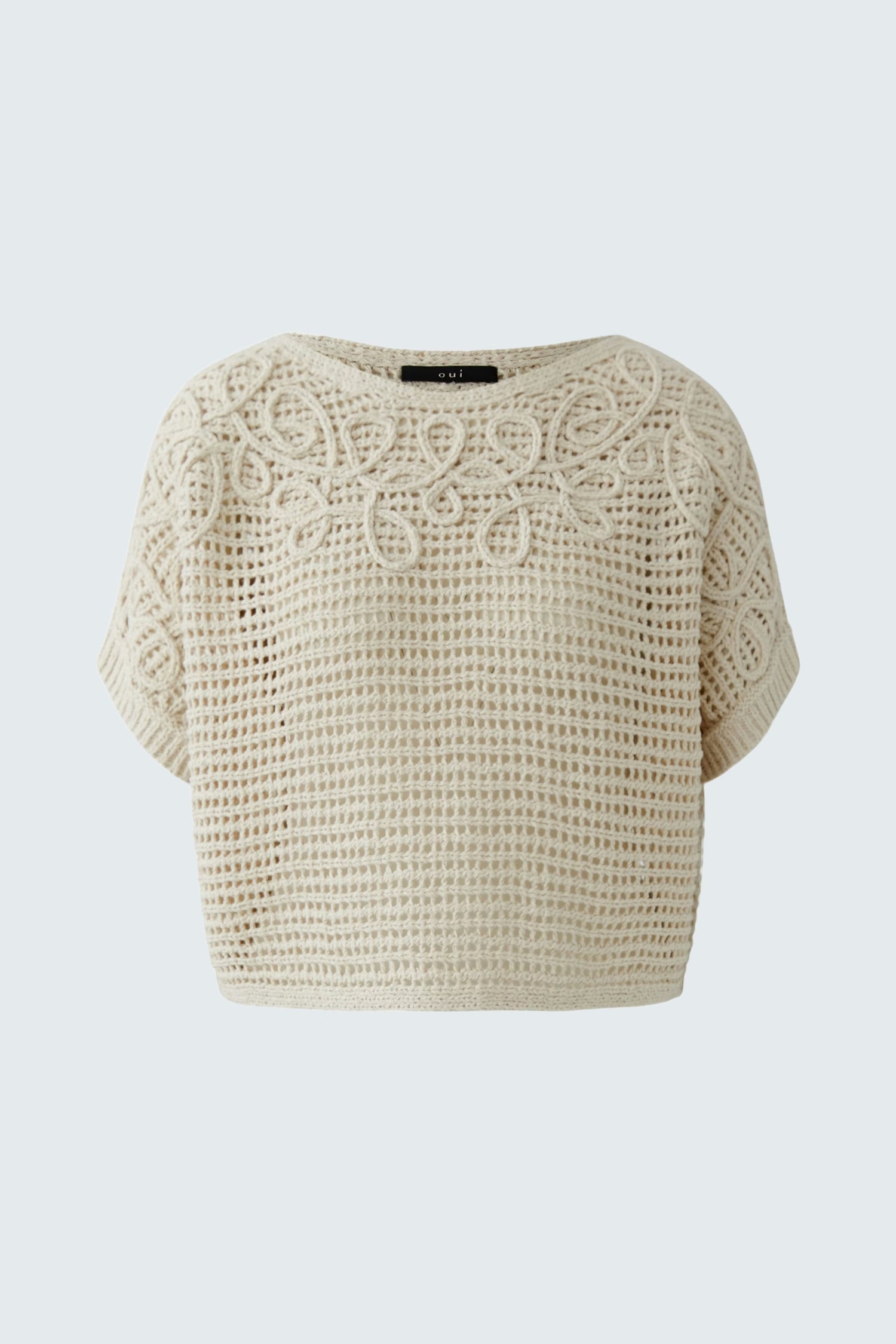 Oui Mesh Knit Sweater With Soutache Embroidery