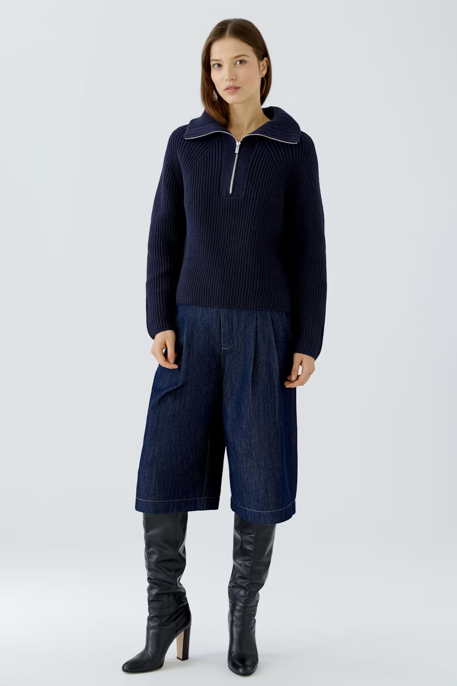 Oui Troyer Cotton Blend 1/4 Zip Pullover