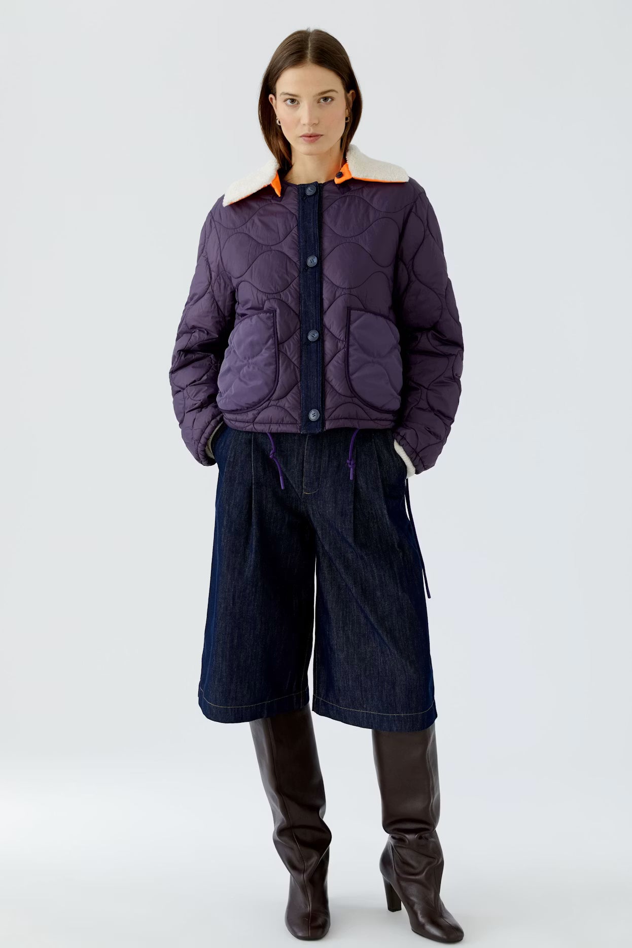 Oui Reversible Quilted Jacket With Collar
