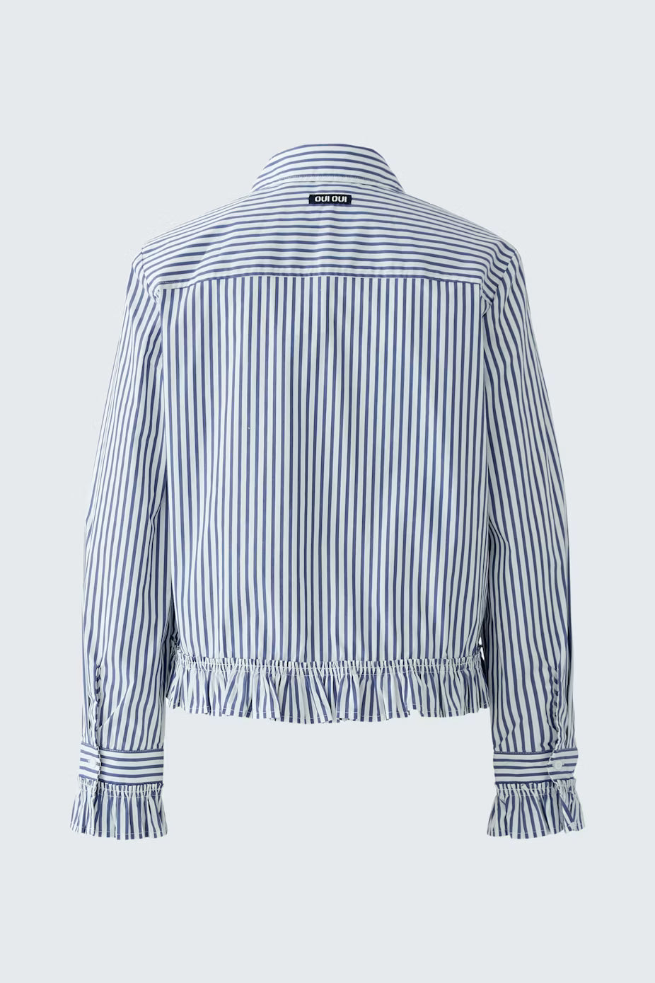 Oui Ruffle Bottom Striped Blouse