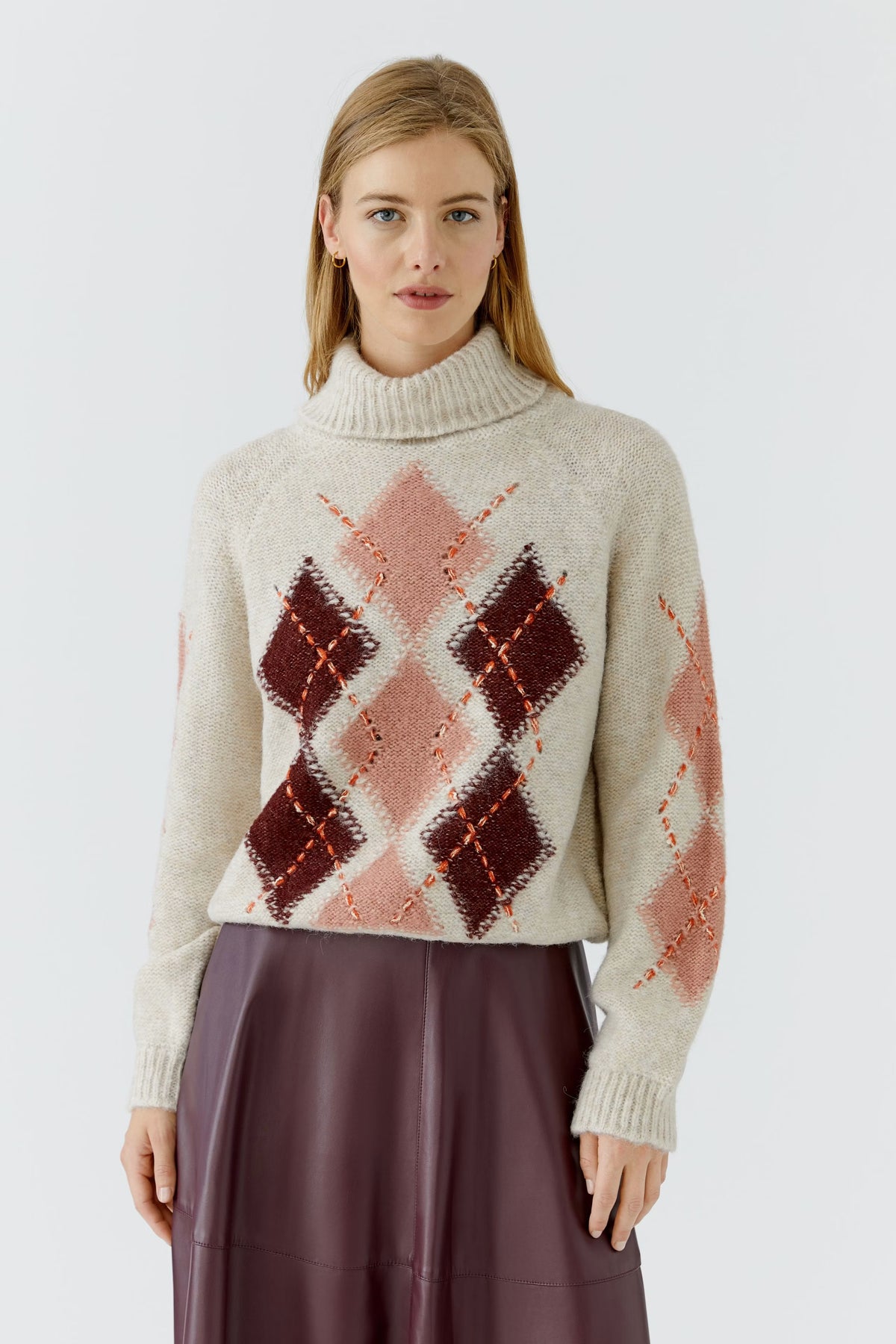 Oui Argyle Turtleneck