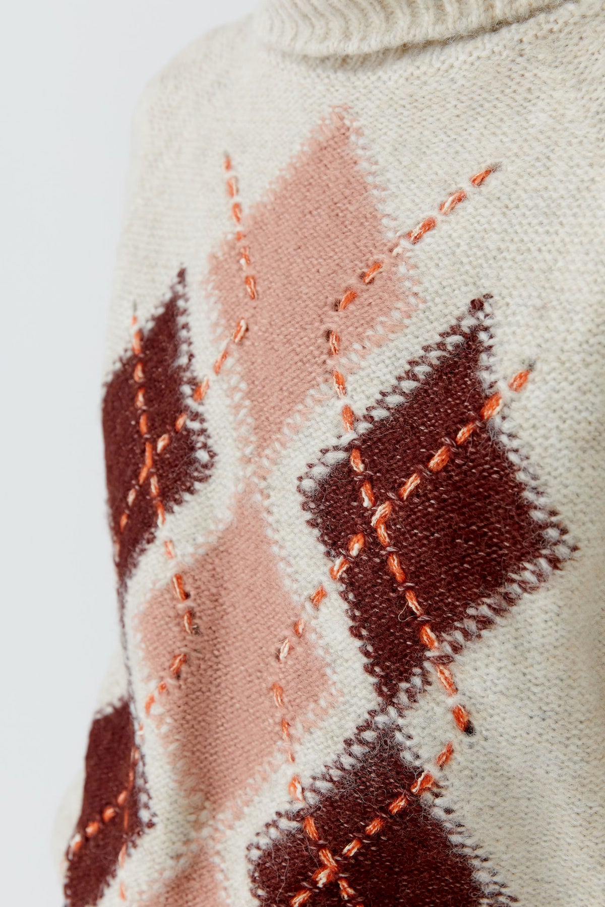 Oui Argyle Turtleneck