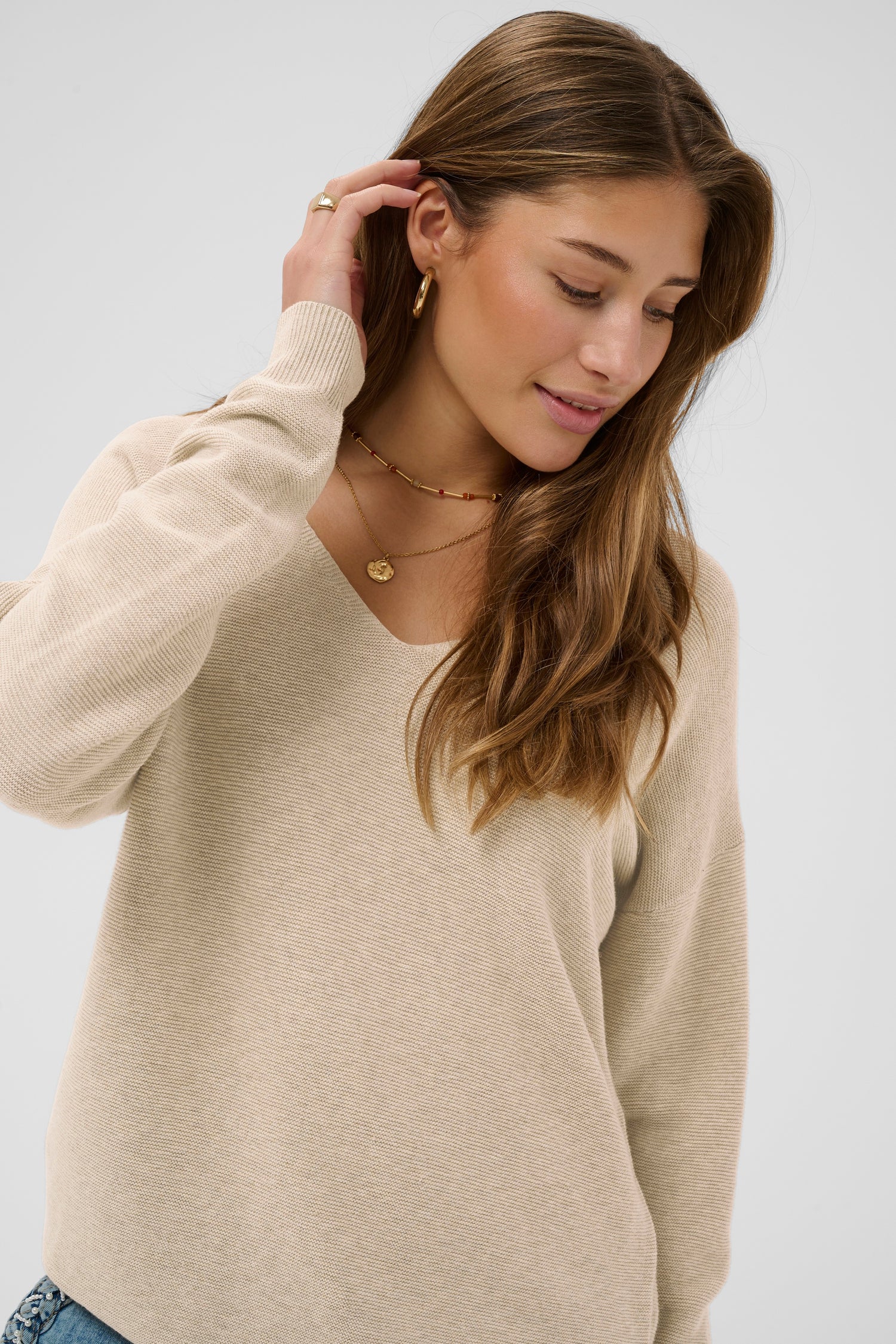 Cream Sillar Long Sleeve Pullover