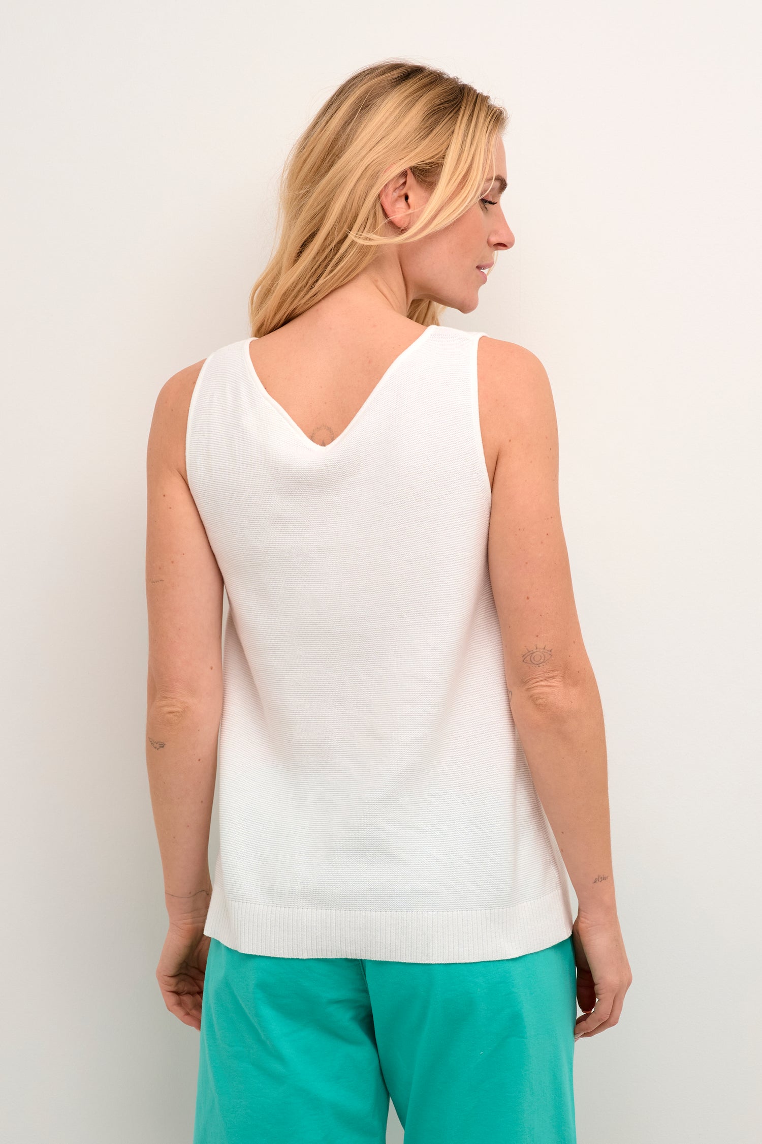 Cream Sillar Knit Sleeveless Tank