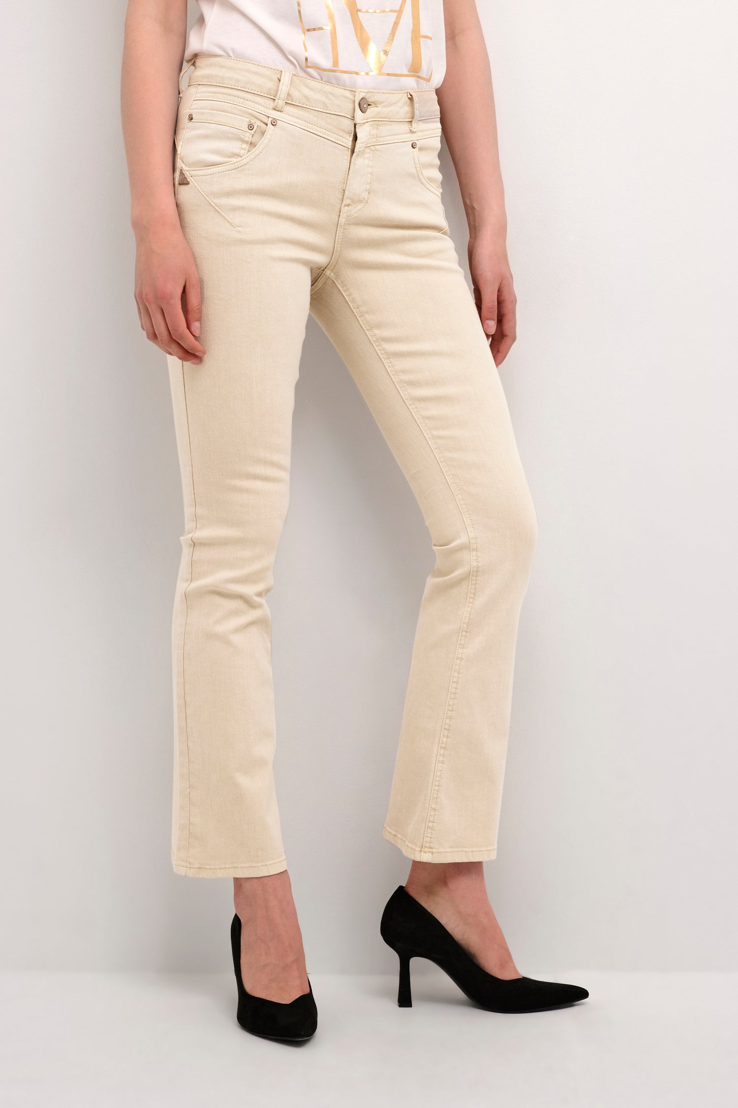 Cream Amalie Bootcut Jeans - Shape Fit