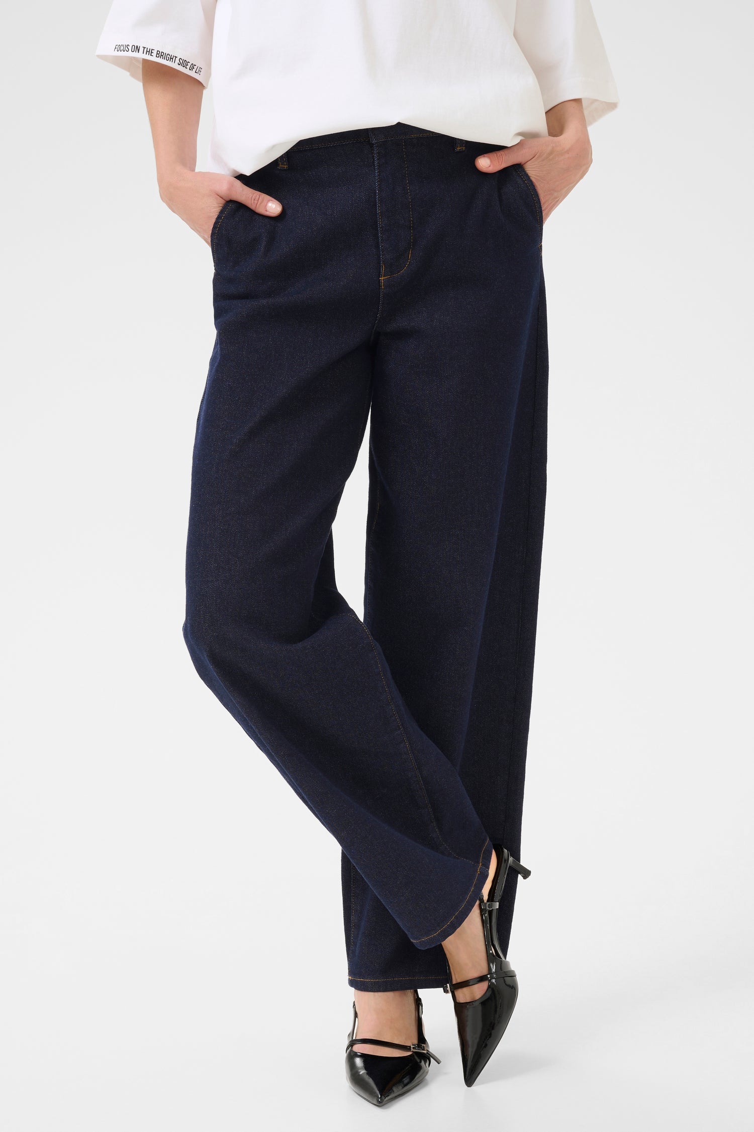 Cream Visti Straight Leg Denim Trouser
