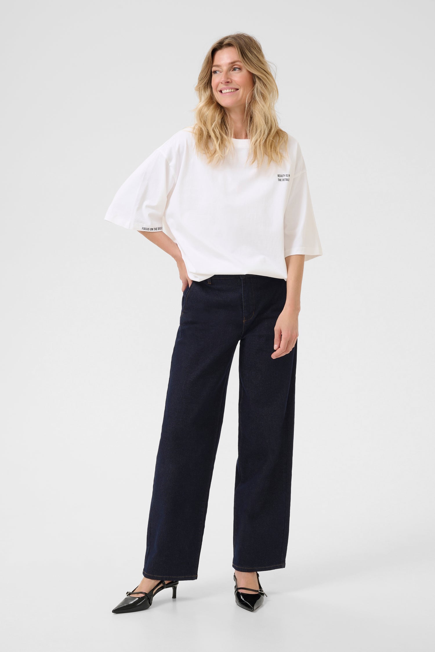 Cream Visti Straight Leg Denim Trouser