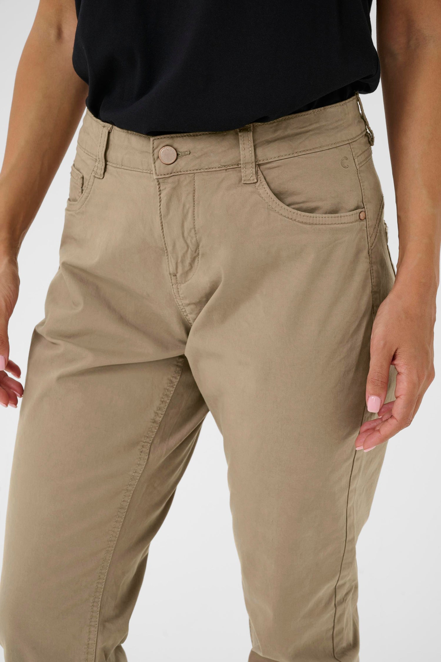 Cream Berta Twill Pant- Coco Fit