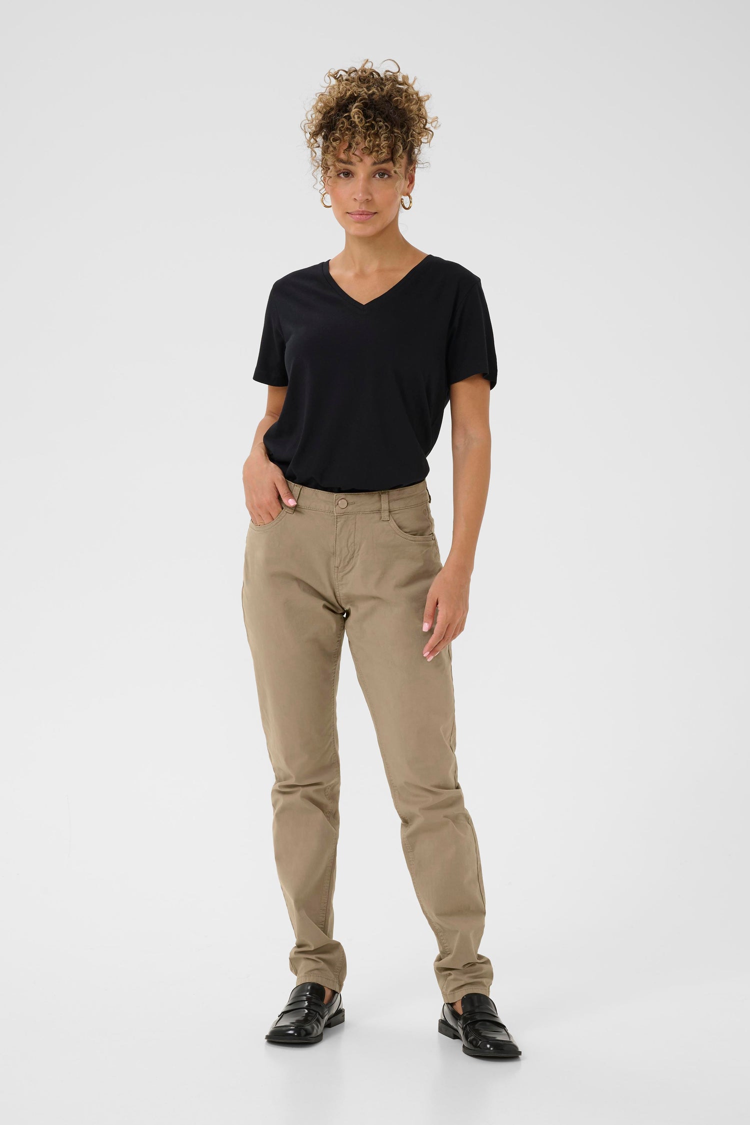 Cream Berta Twill Pant- Coco Fit
