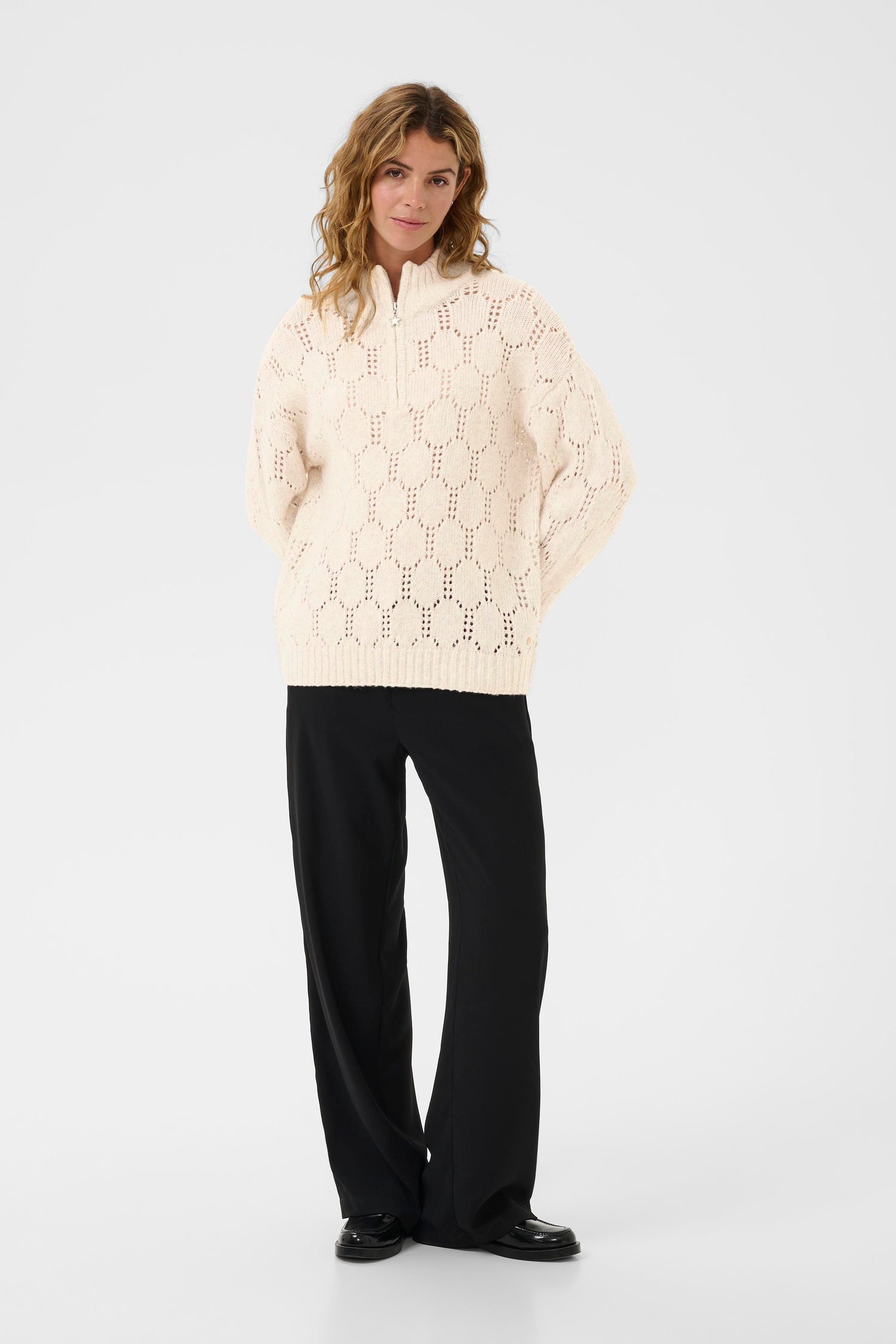 Cream Zilla Zipper Sweater