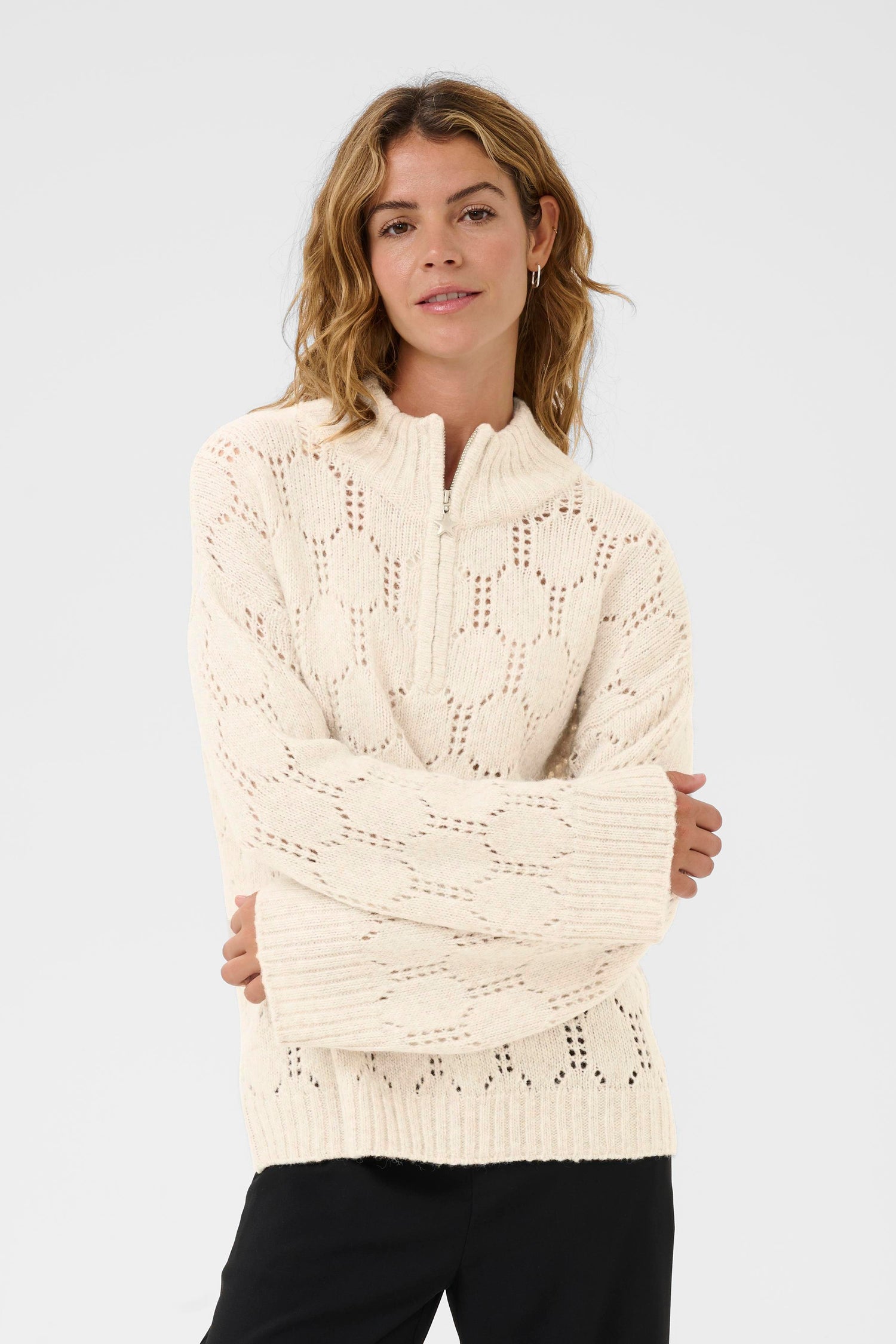 Cream Zilla Zipper Sweater