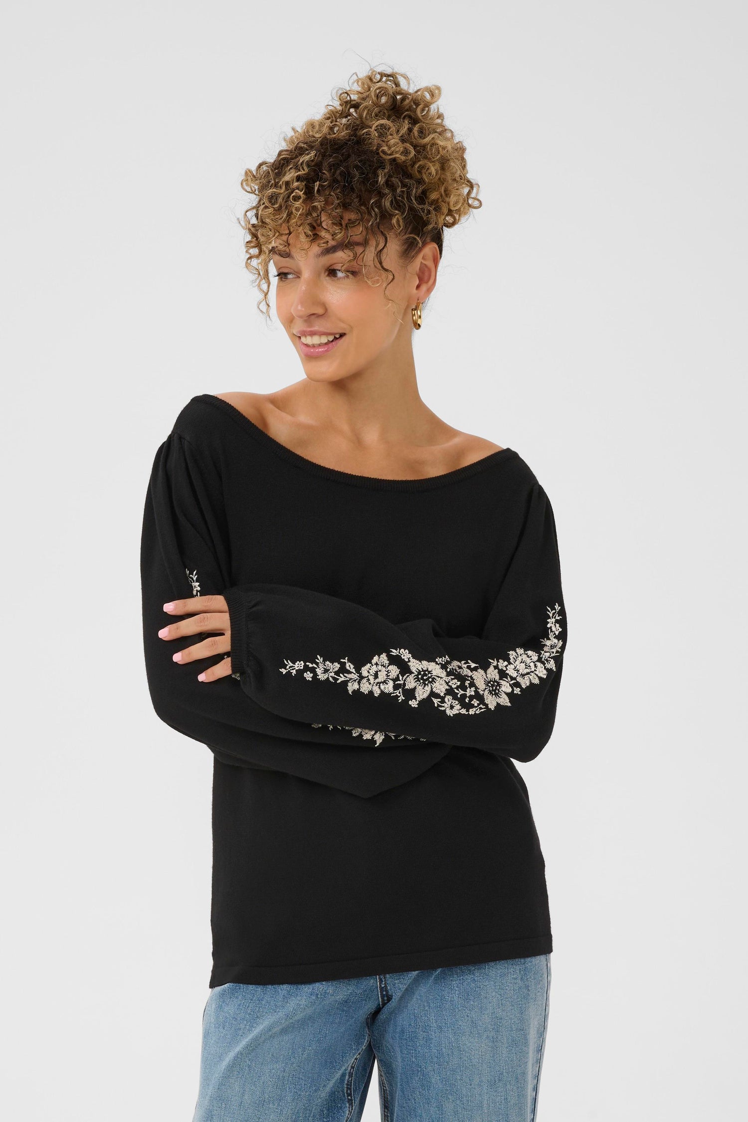Cream Villea Boatneck Sweater