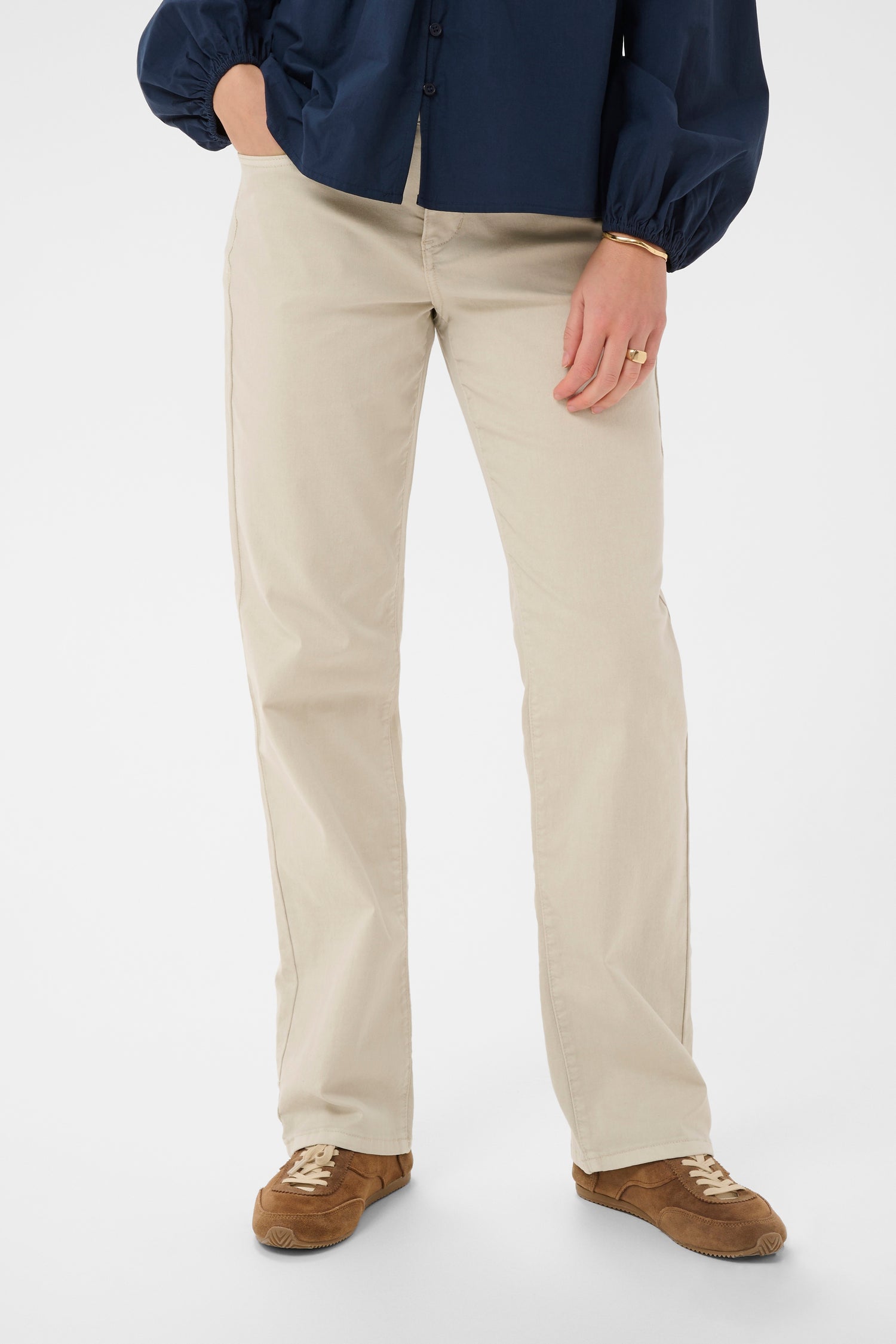 Cream Sophia Twill Pant- Coco Fit