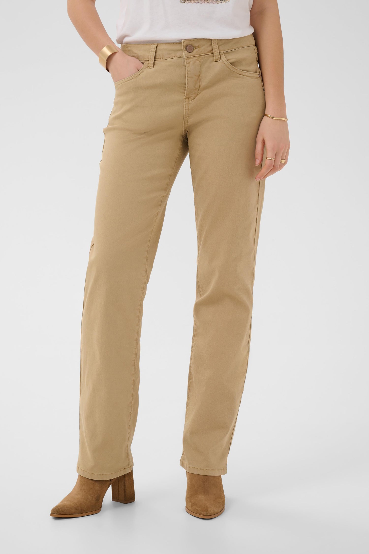 Cream Sophia Twill Pant- Coco Fit