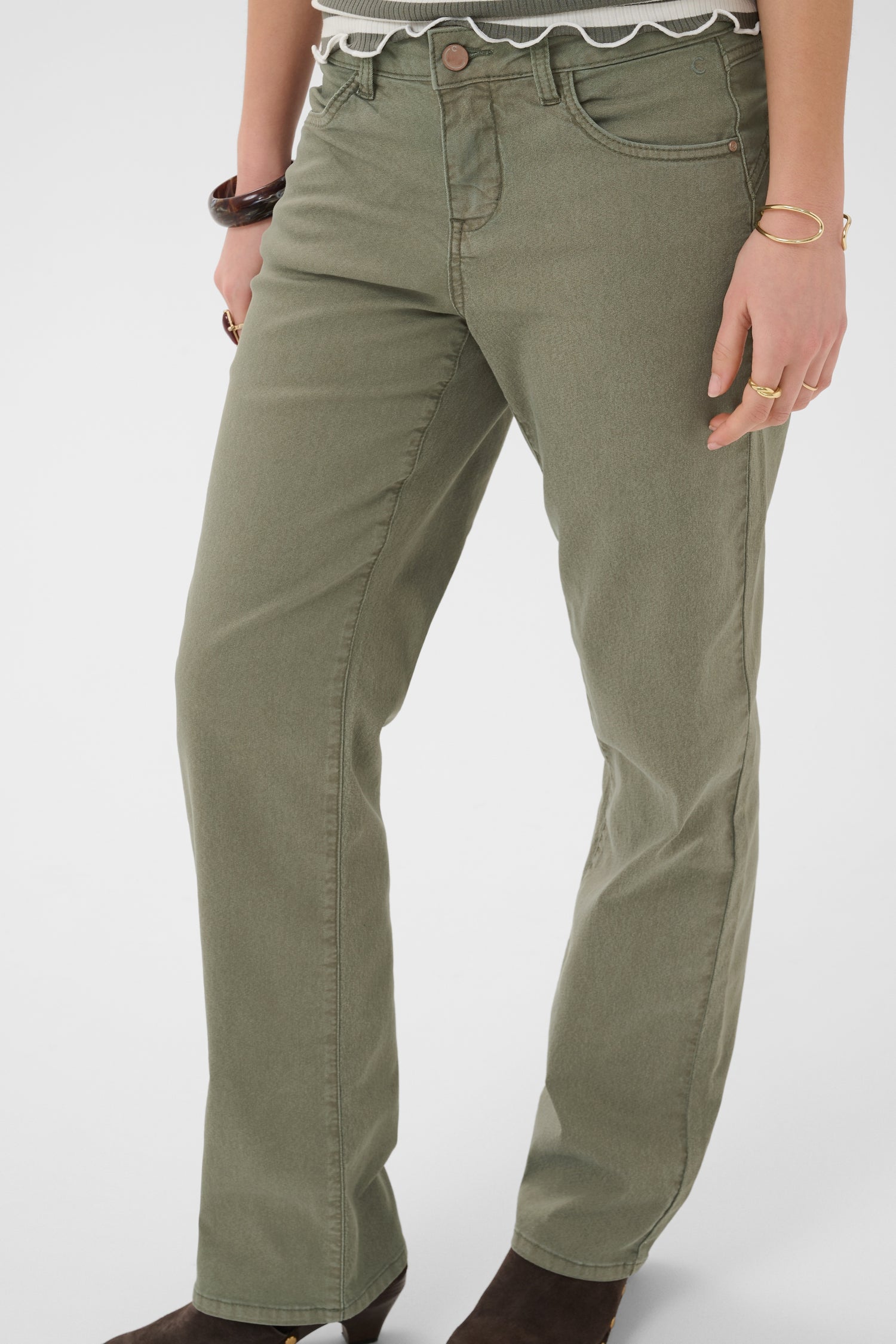 Cream Sophia Twill Pant- Coco Fit