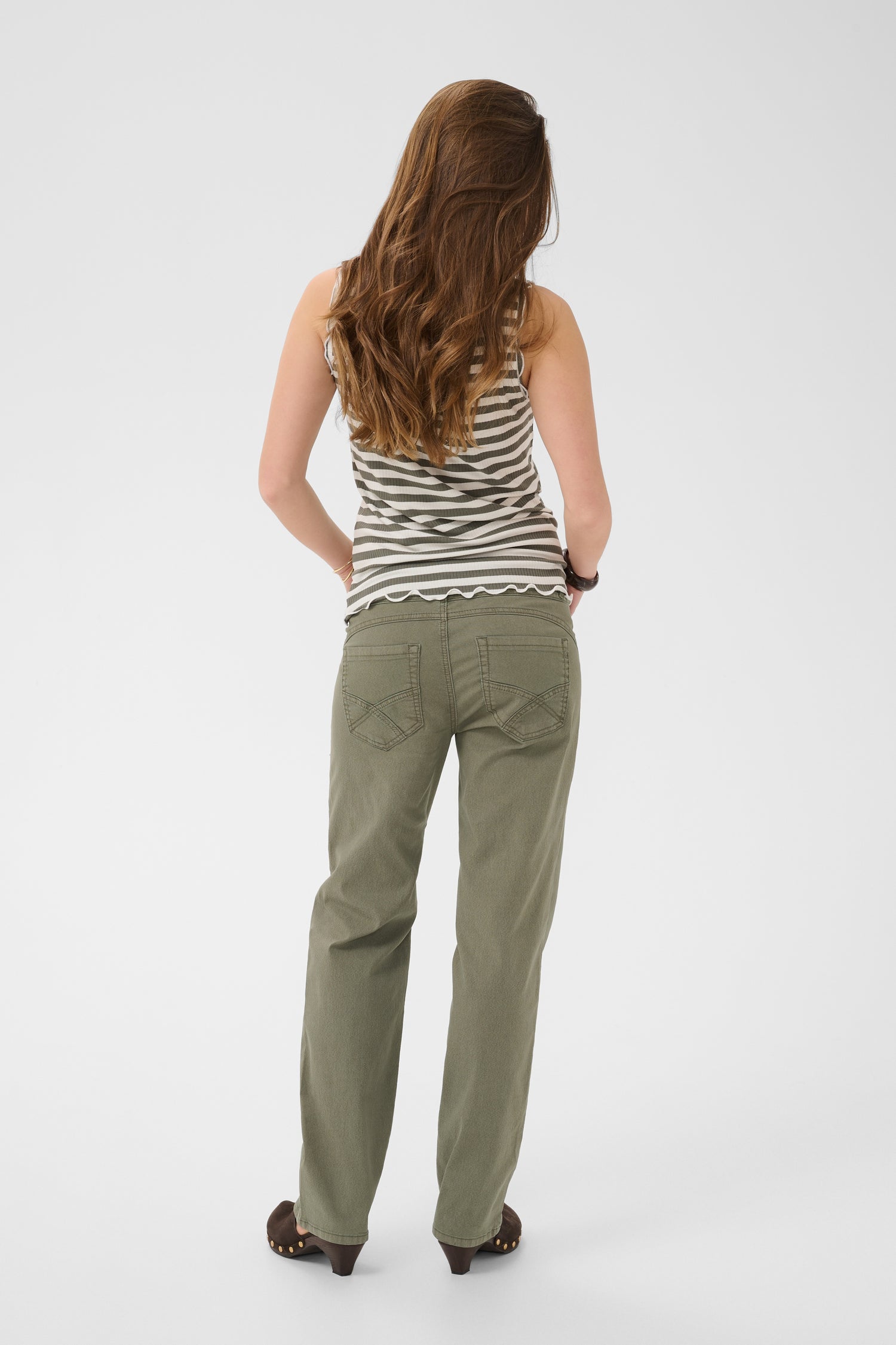 Cream Sophia Twill Pant- Coco Fit