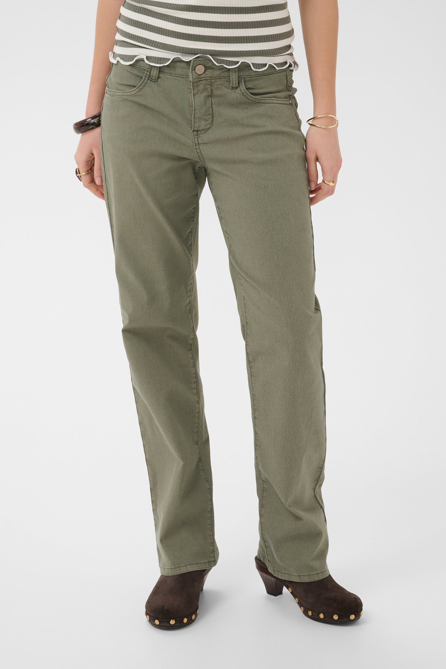 Cream Sophia Twill Pant- Coco Fit