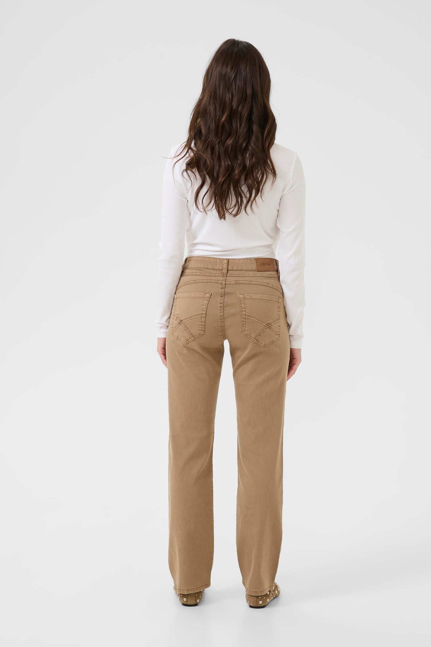 Cream Sophia Twill Pant- Coco Fit