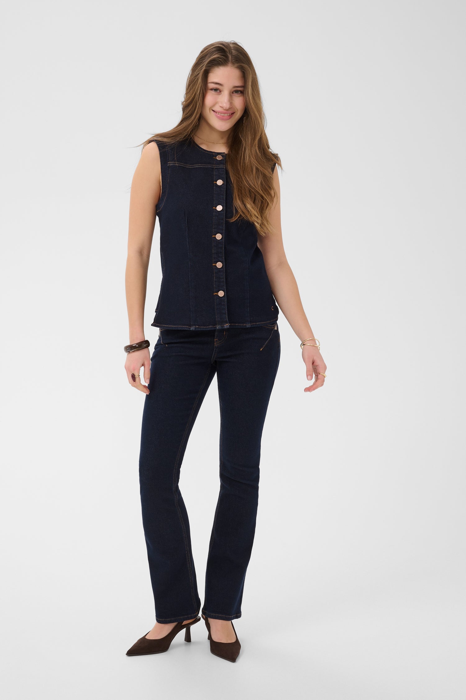 Cream Damy Denim Waistcoat