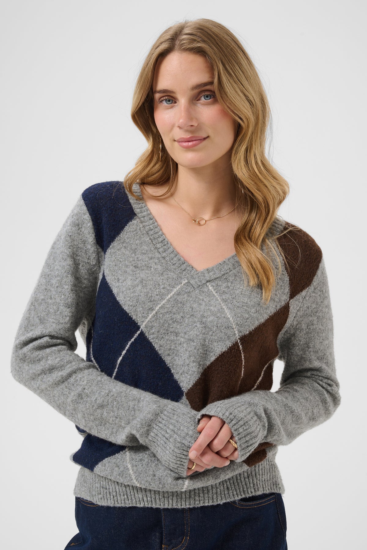 Cream Hope Argyle Pullover