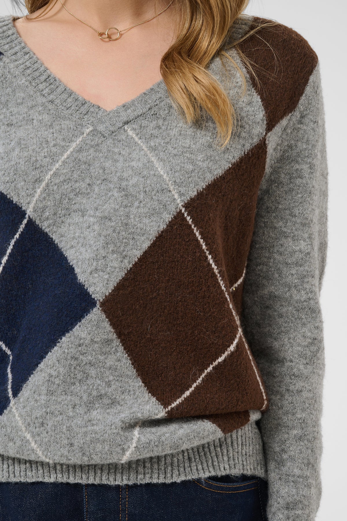 Cream Hope Argyle Pullover