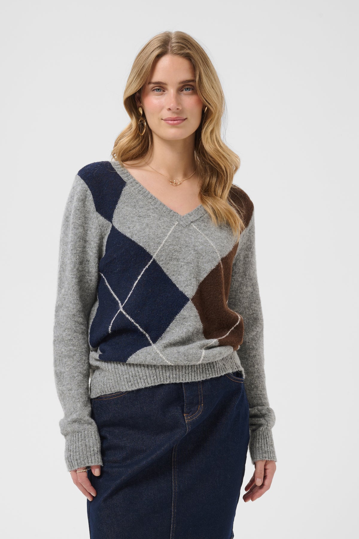 Cream Hope Argyle Pullover
