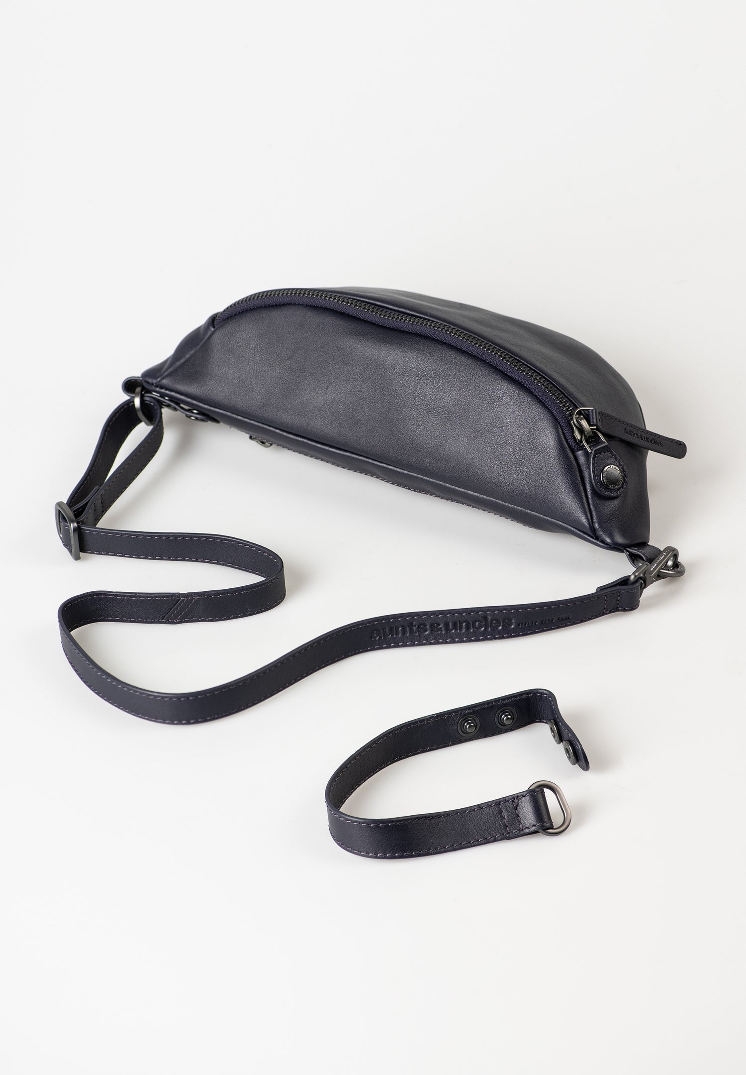 Aunts & Uncles Bilberry Leather Fannypack/Crossbody Bag