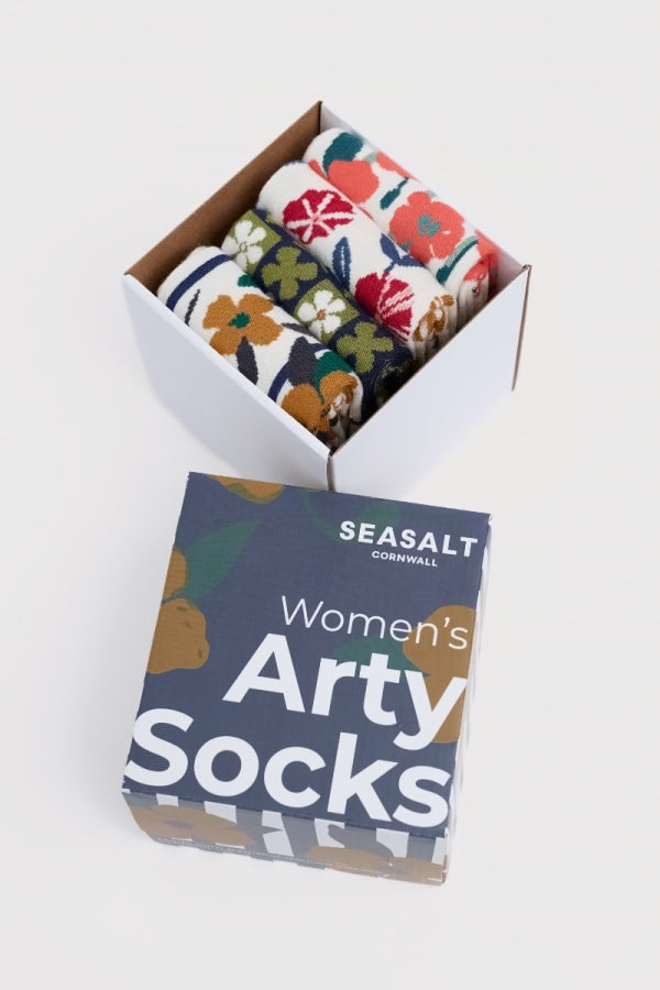 Seasalt Gift Box of 4 Women's Arty Socks Floral