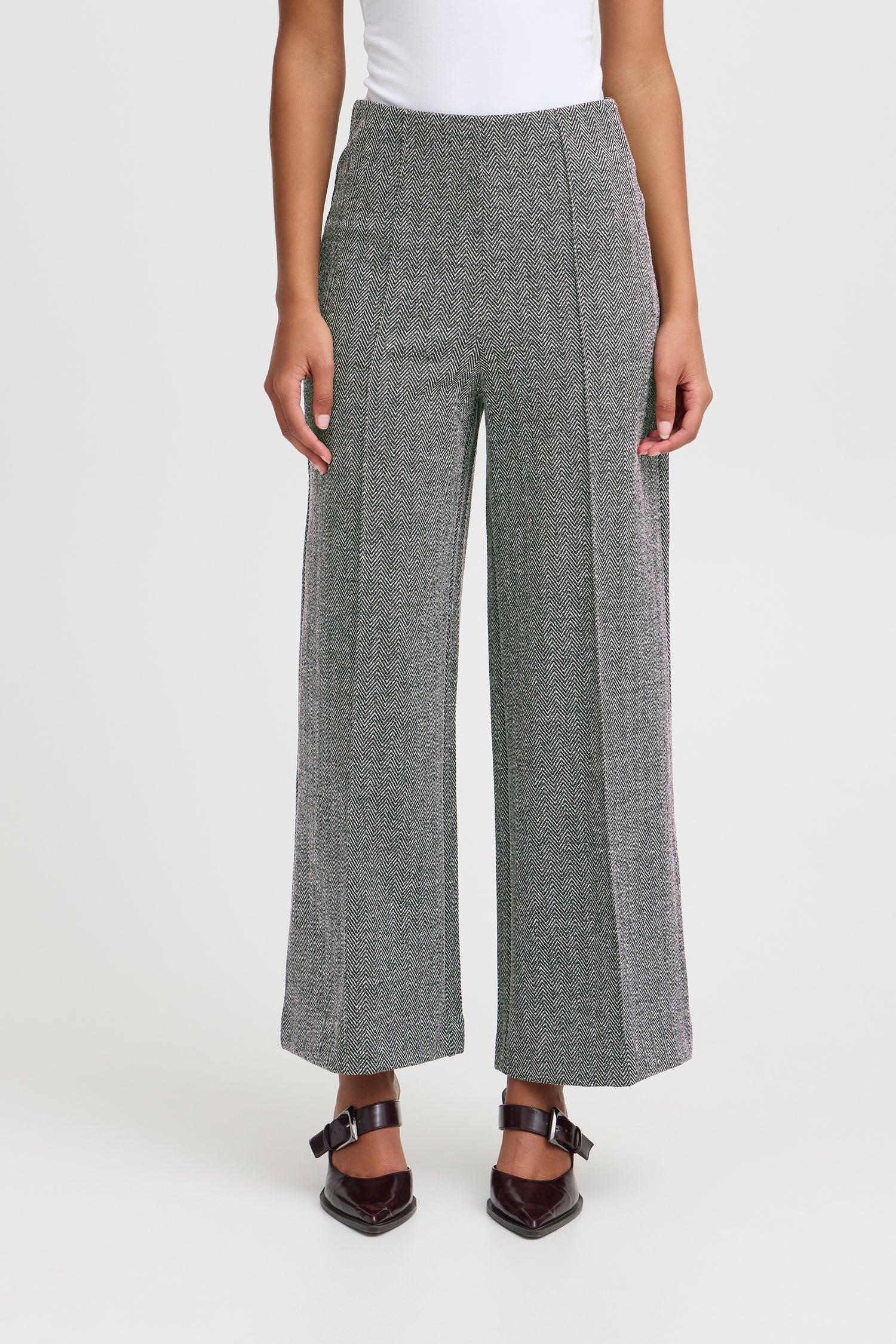 Ichi Kate Jacquard Wide Leg Pant
