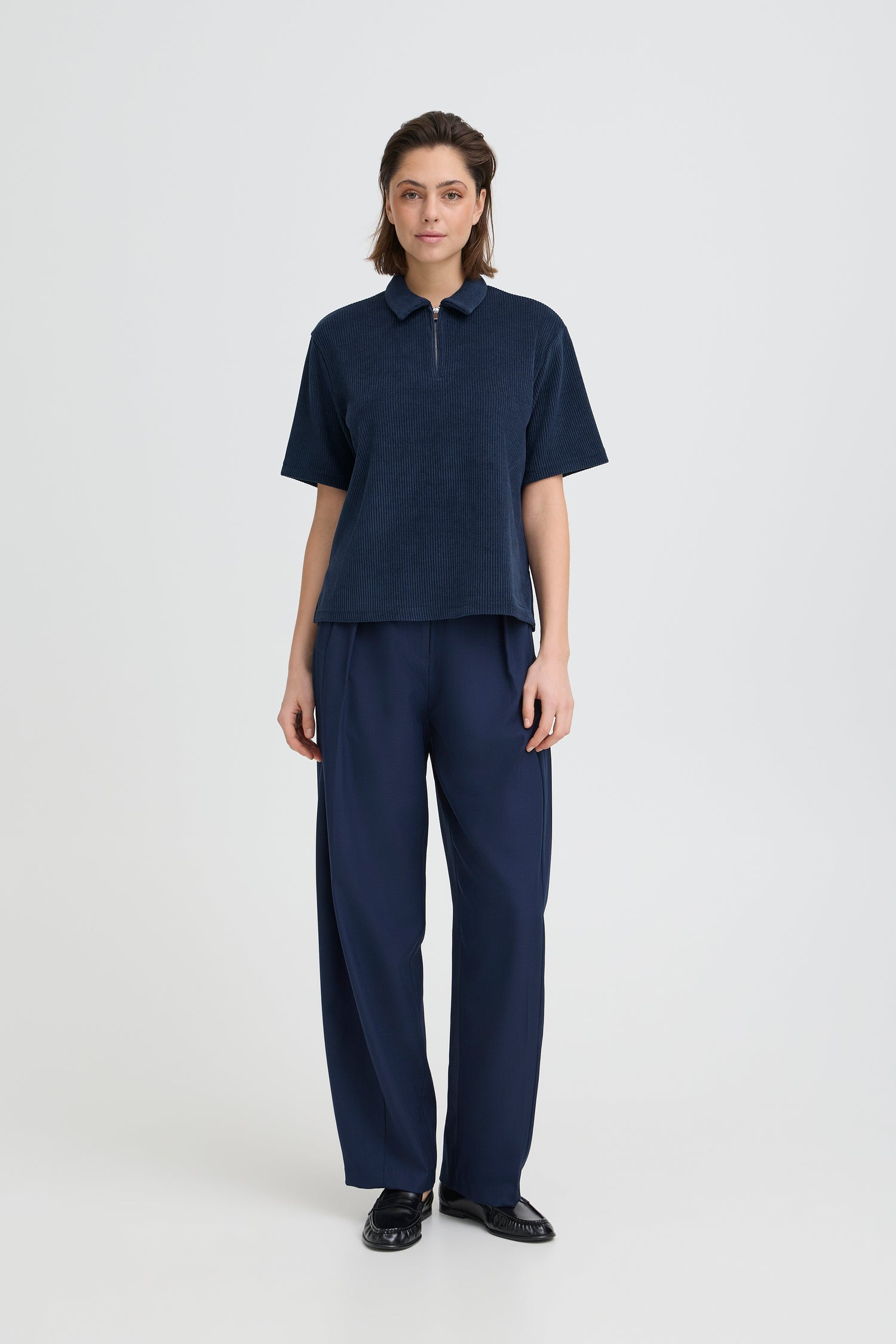 Ichi Kate Corduroy Short Sleeve Top