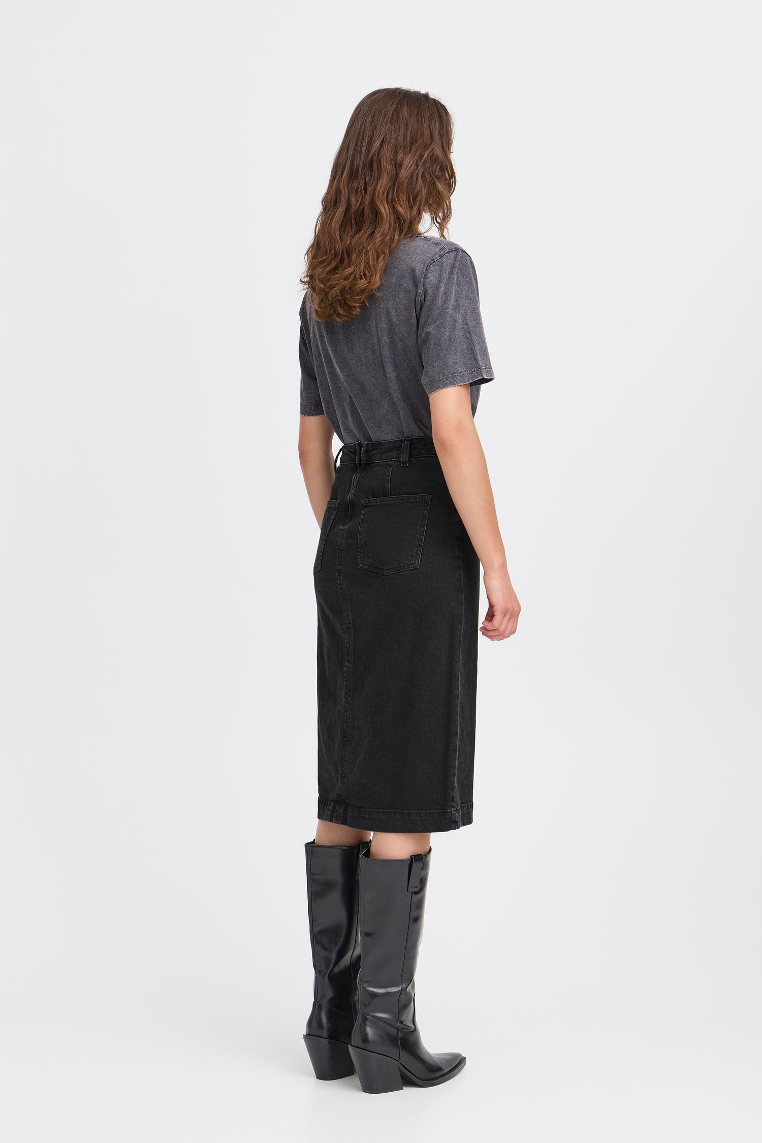 B.Young Lara Button Denim Skirt