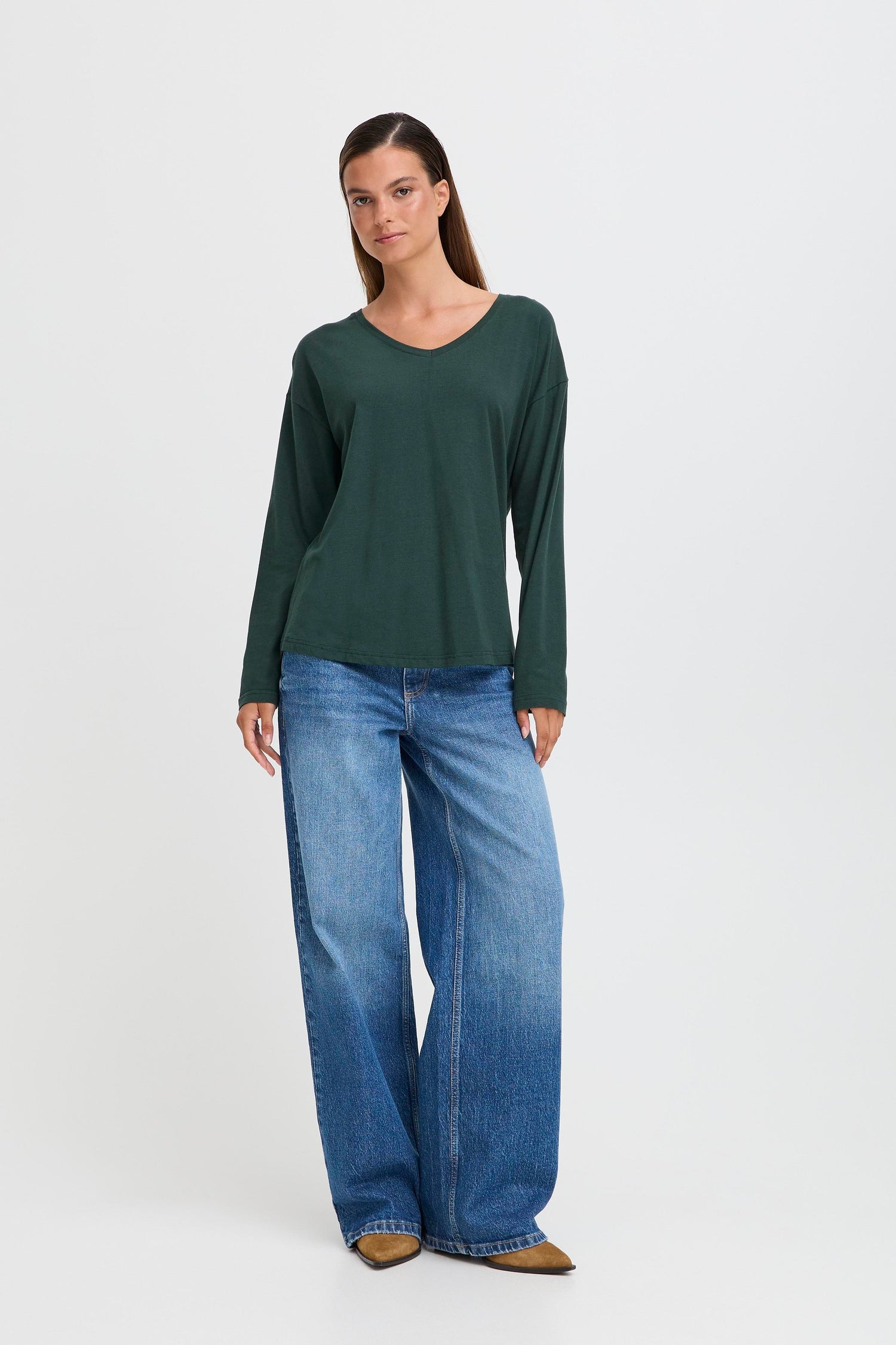 B.Young Pamila Long Sleeve V-Neck T-Shirt