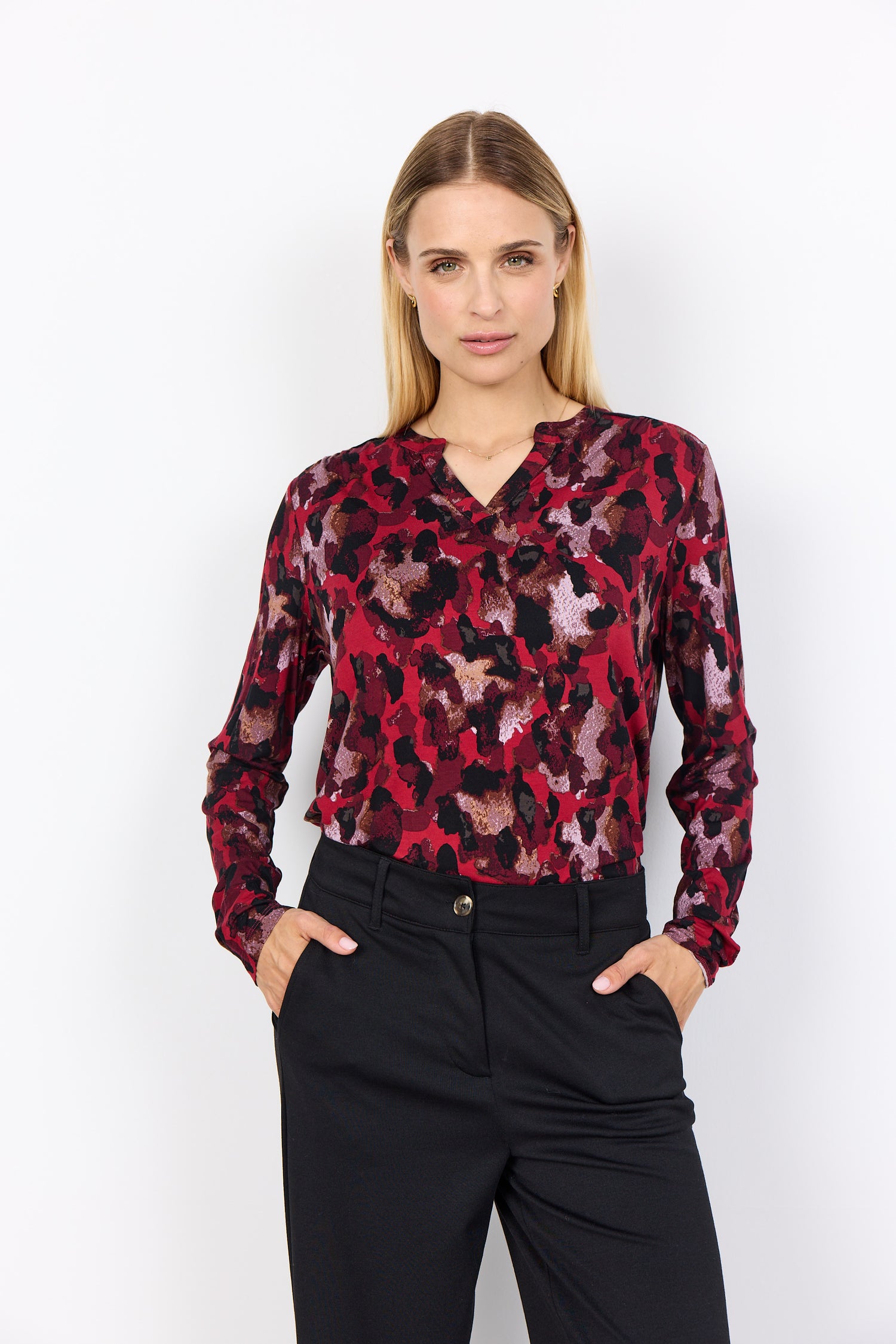 Soya Concept Marica Split Neck Lyocell Top