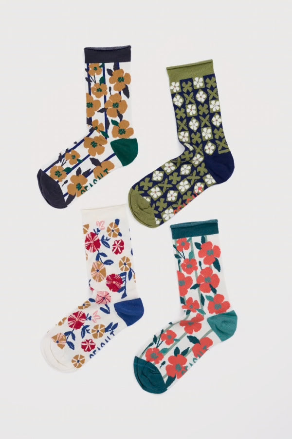 Seasalt Gift Box of 4 Women's Arty Socks Floral