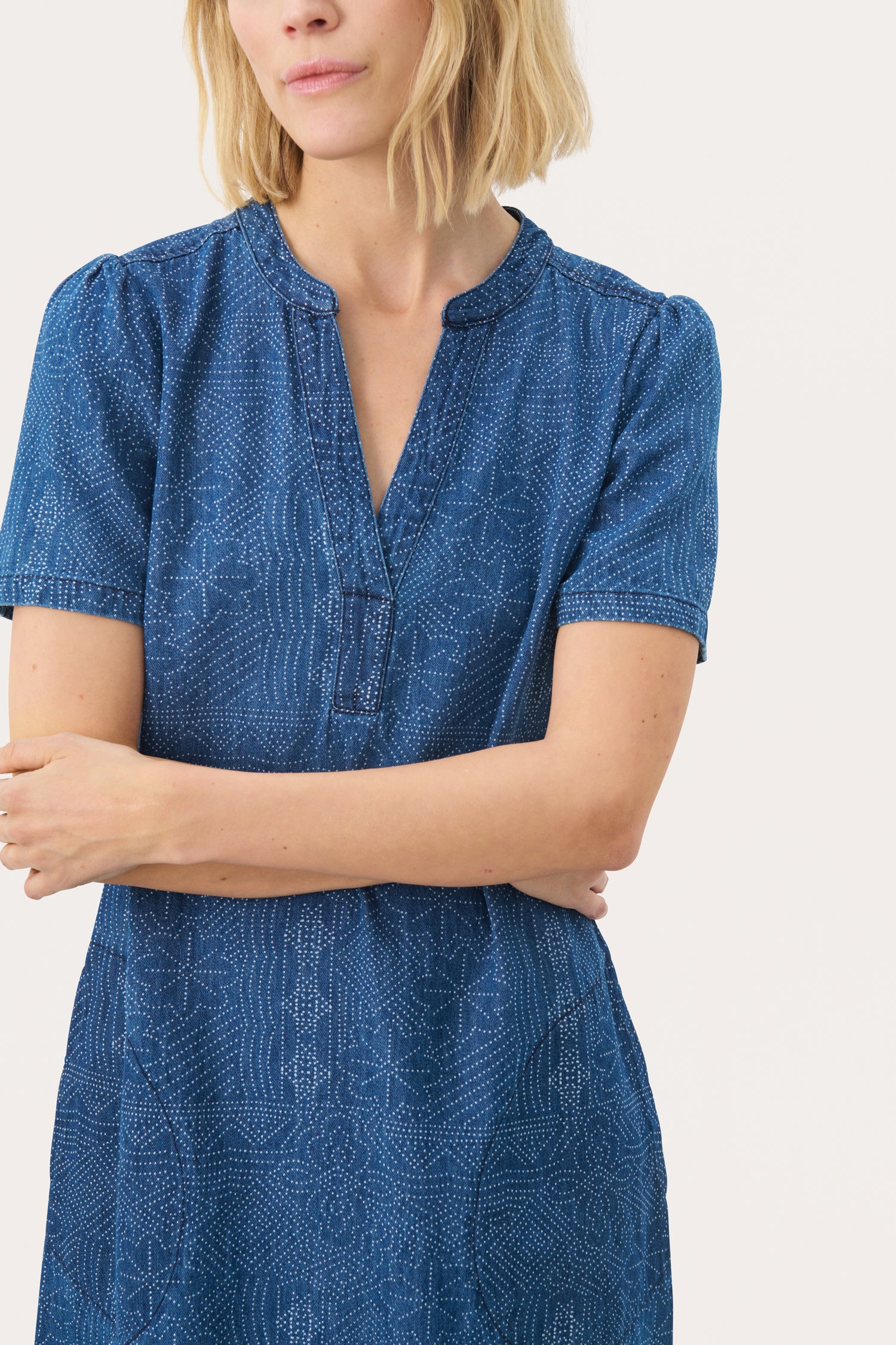 Part Two Aminase Denim Dress (Denim Dot Print)